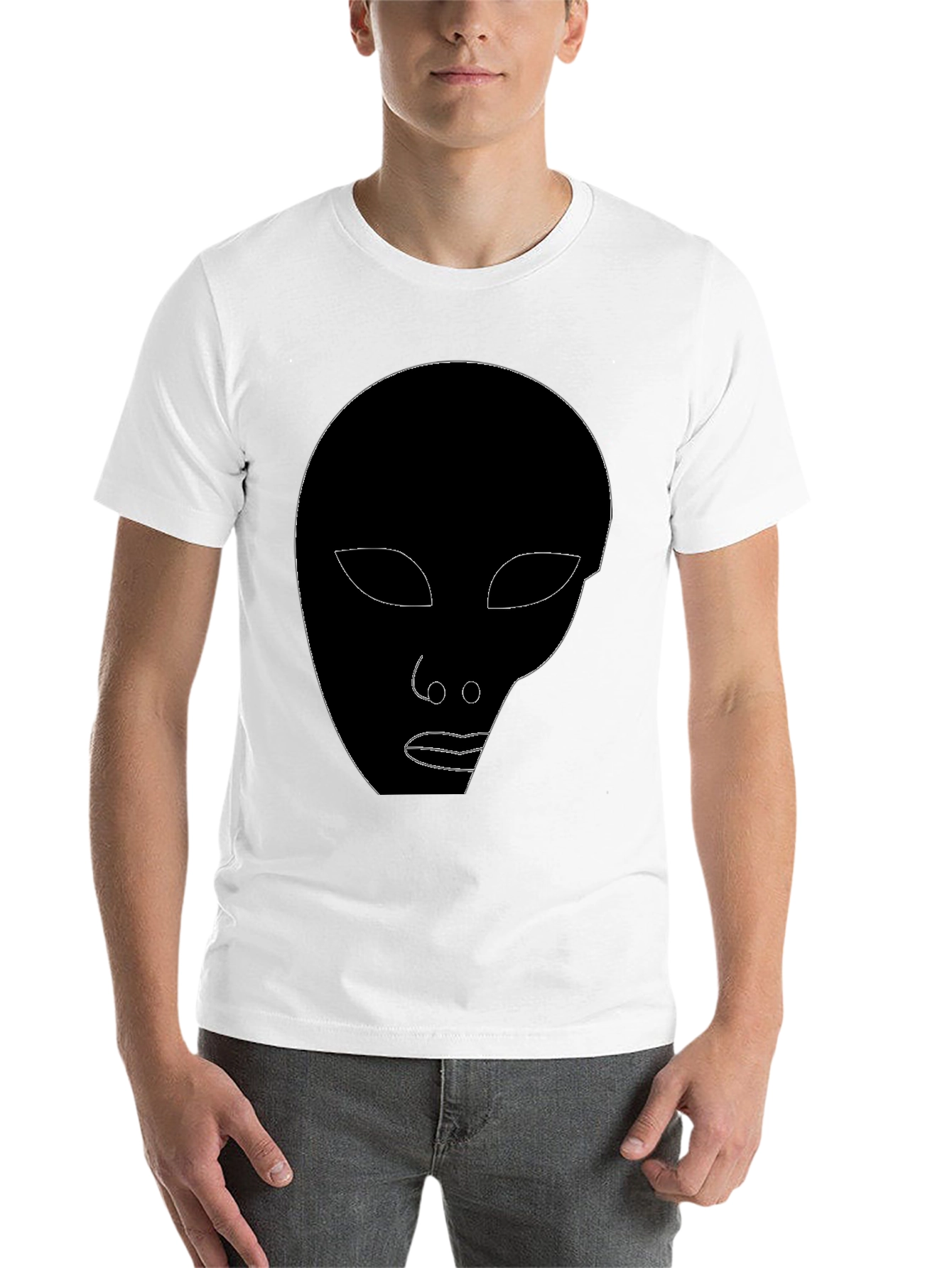 Black Abstract Face Graphic Tee - Stylish Black T-Shirt view 14