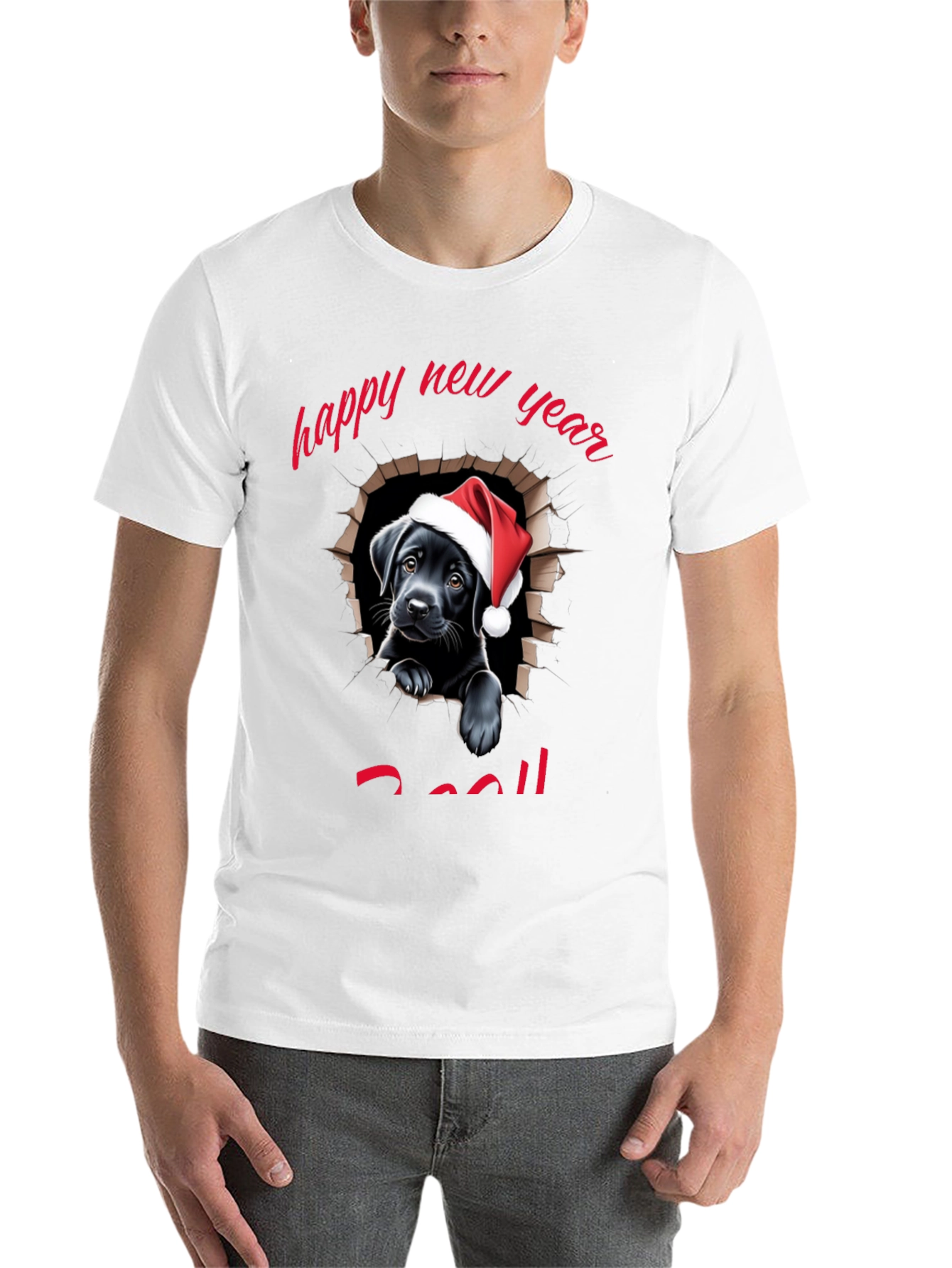 Black Happy New Year Dog T-Shirt view 14