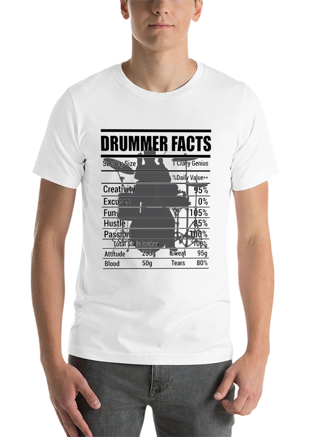 Black Drummer Facts T-Shirt: Crazy Genius Percussion Tee view 14
