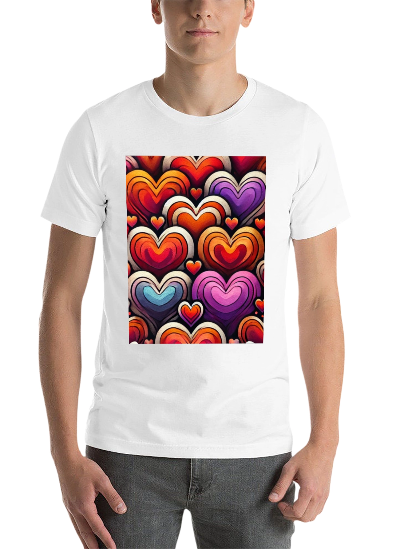 Black Heart Pattern Graphic Tee - Stylish and Unique view 14