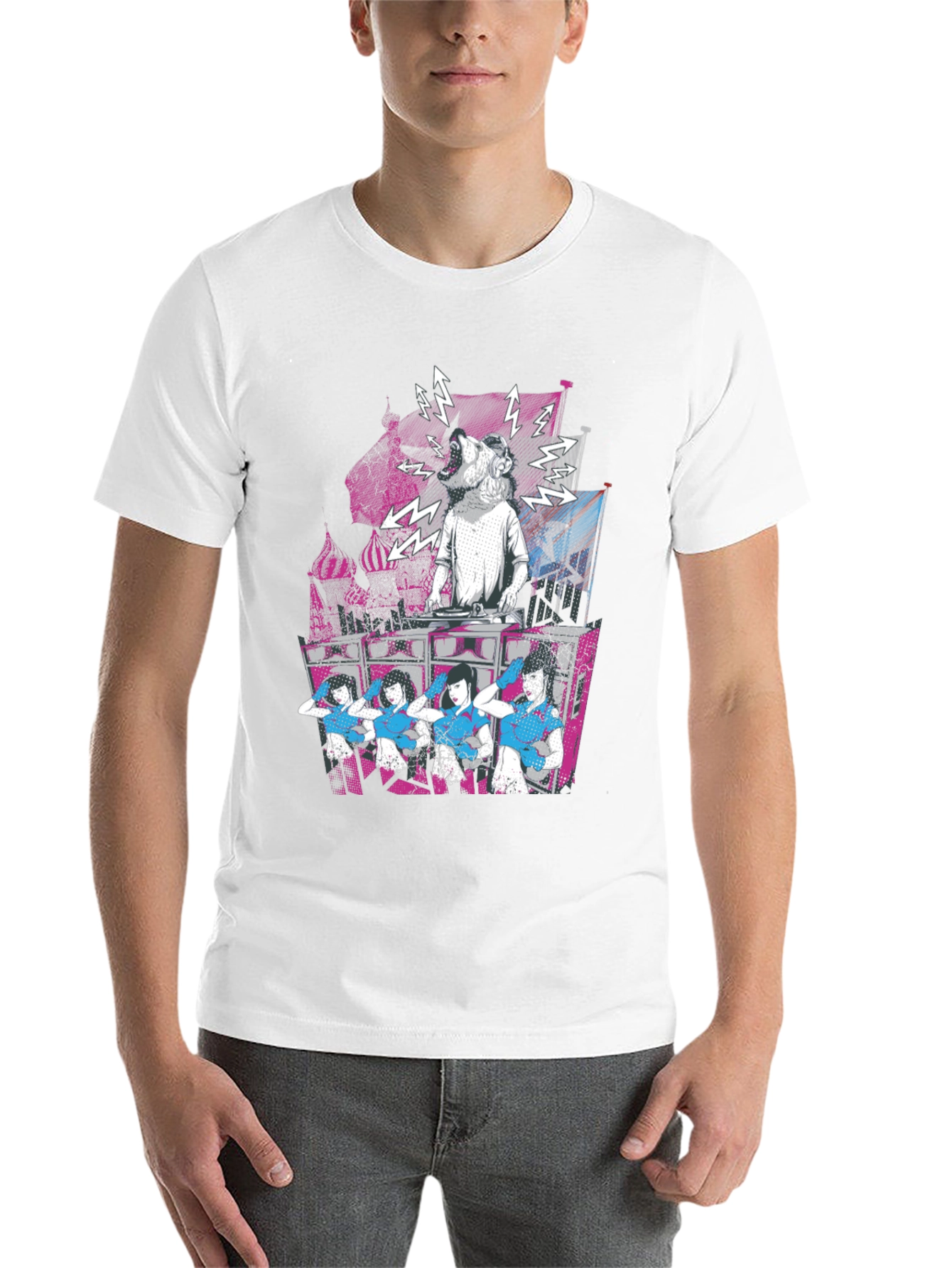 Black DJ Dog & Dancing Girls Graphic T-Shirt view 14