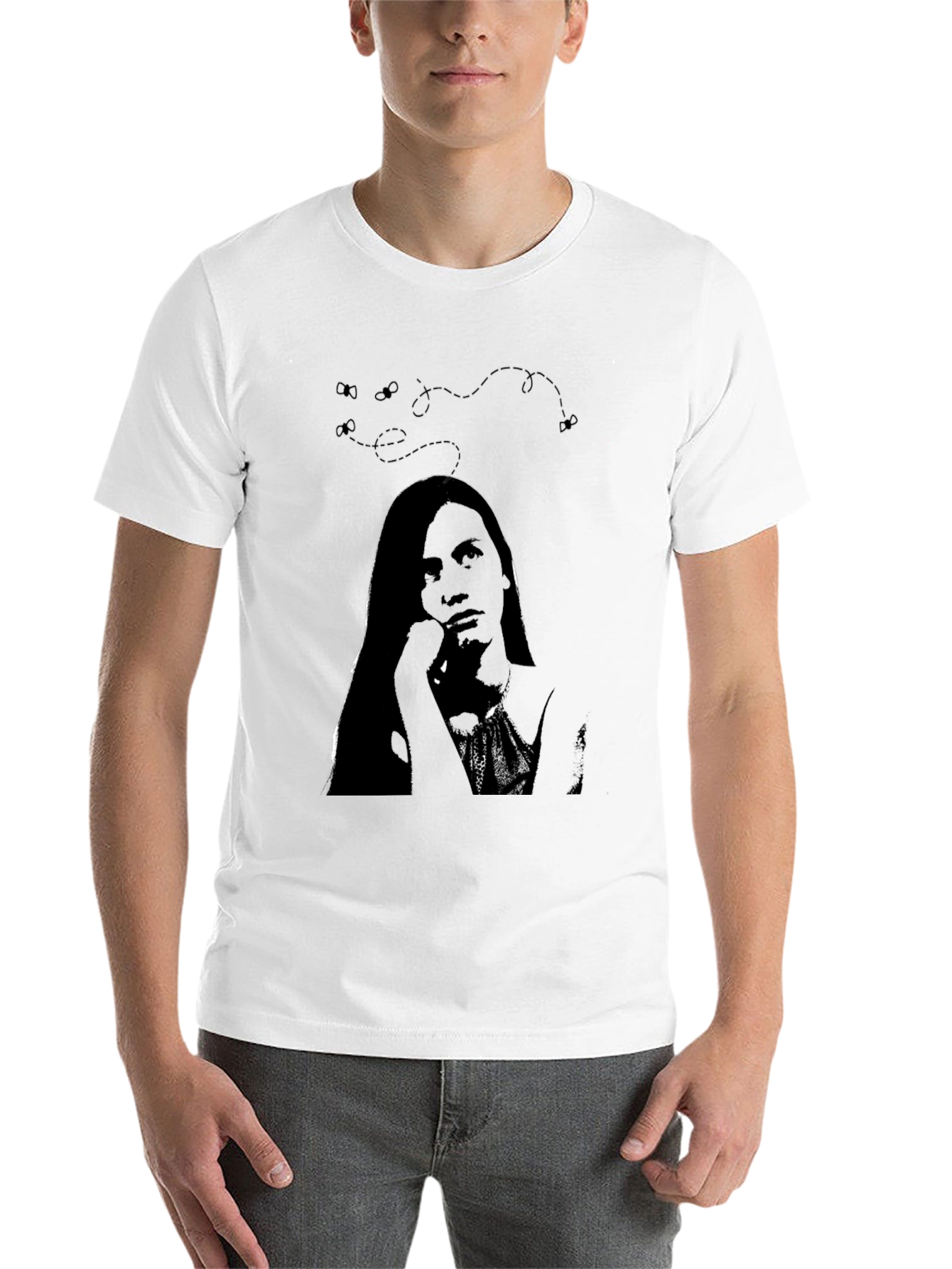 Black Graphic Tee - Woman Portrait Design - 14
