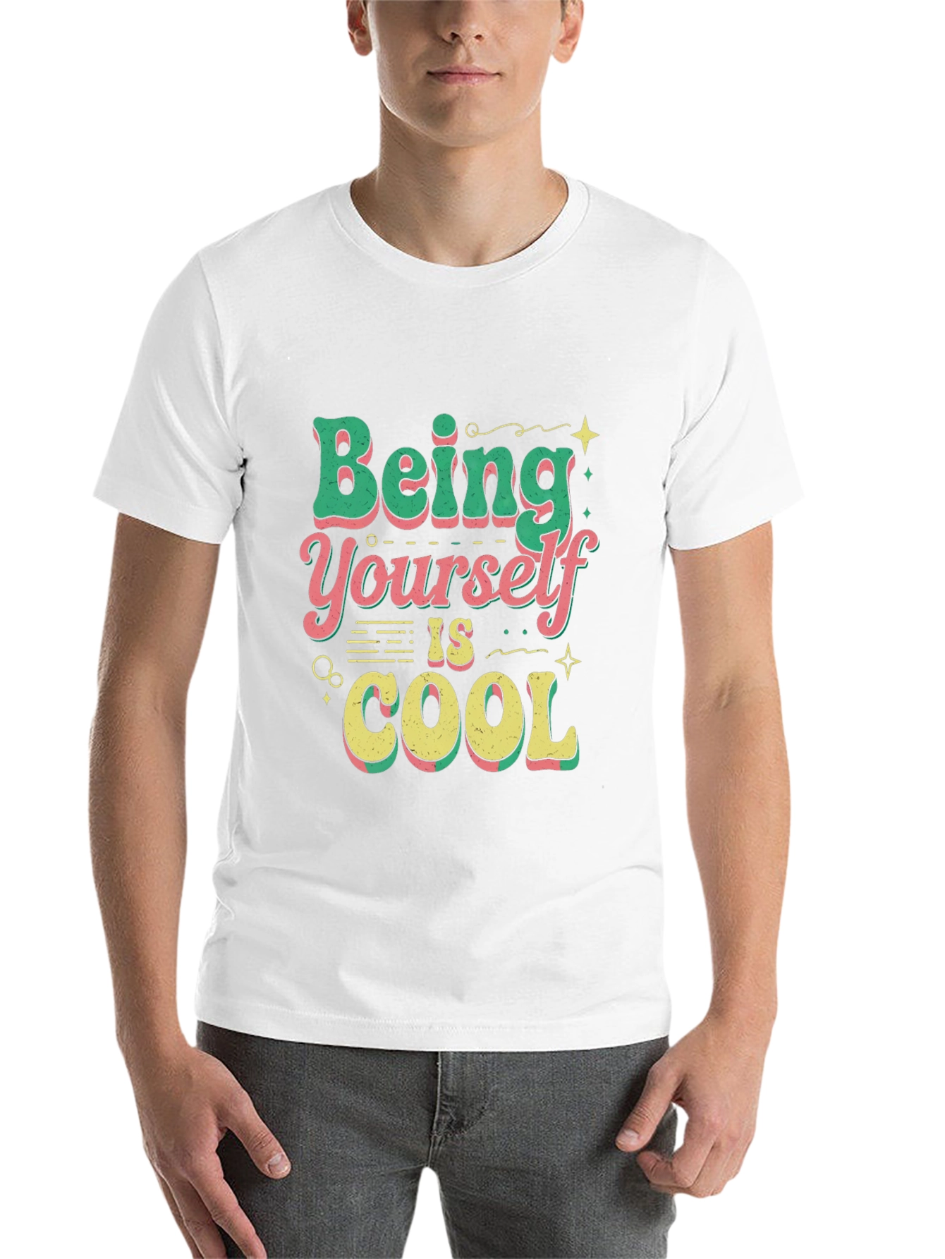 Black Being Yourself is Cool T-Shirt view 14