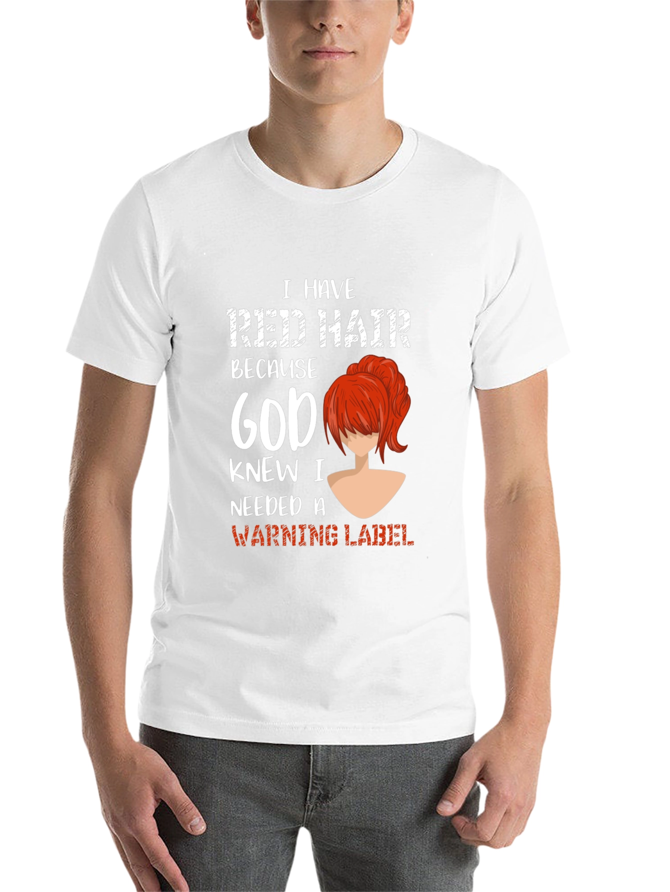 Black Red Hair Warning Label Graphic Tee view 14