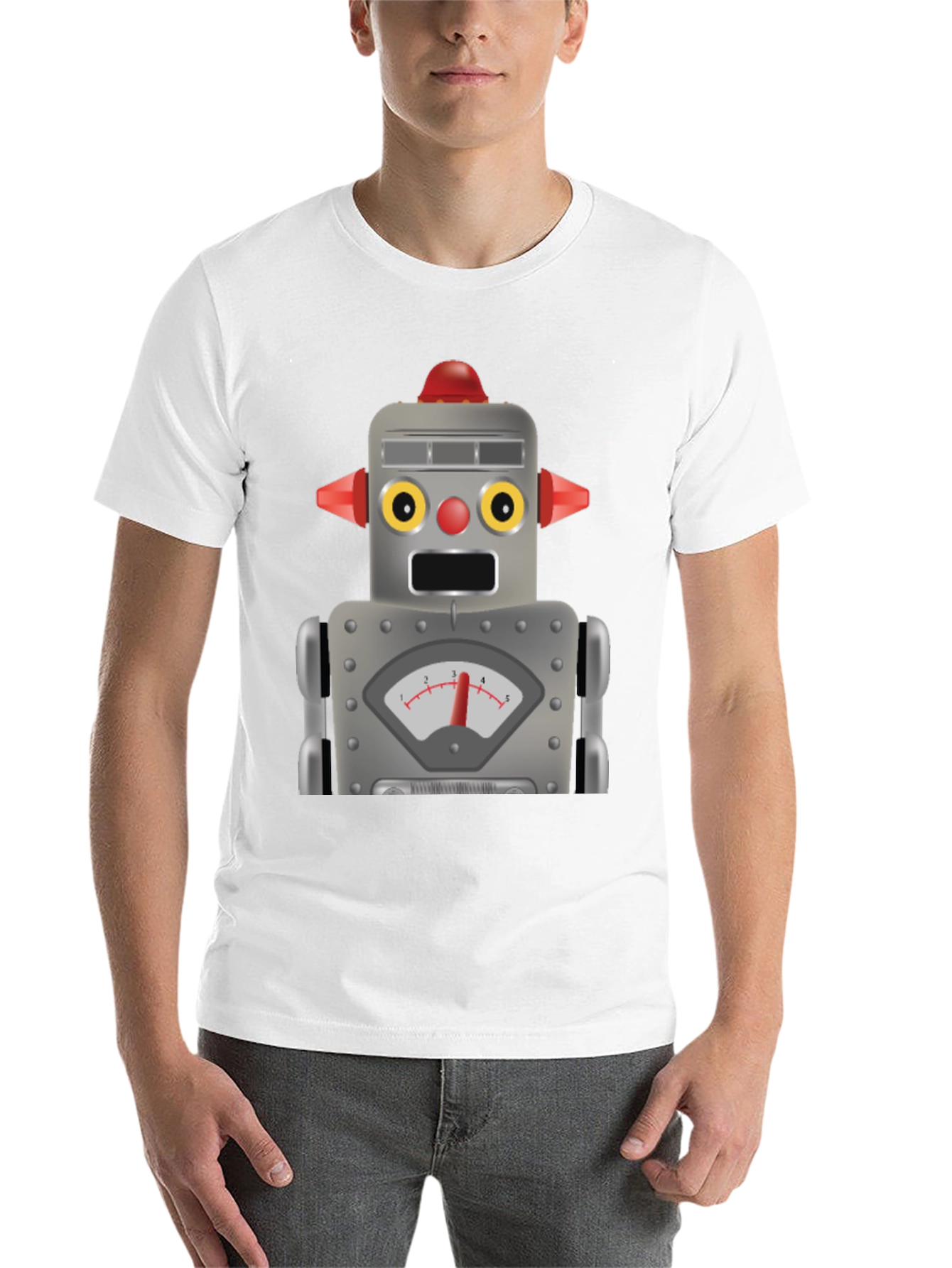Black Retro Robot Graphic Tee - Fun Geek Style! view 14