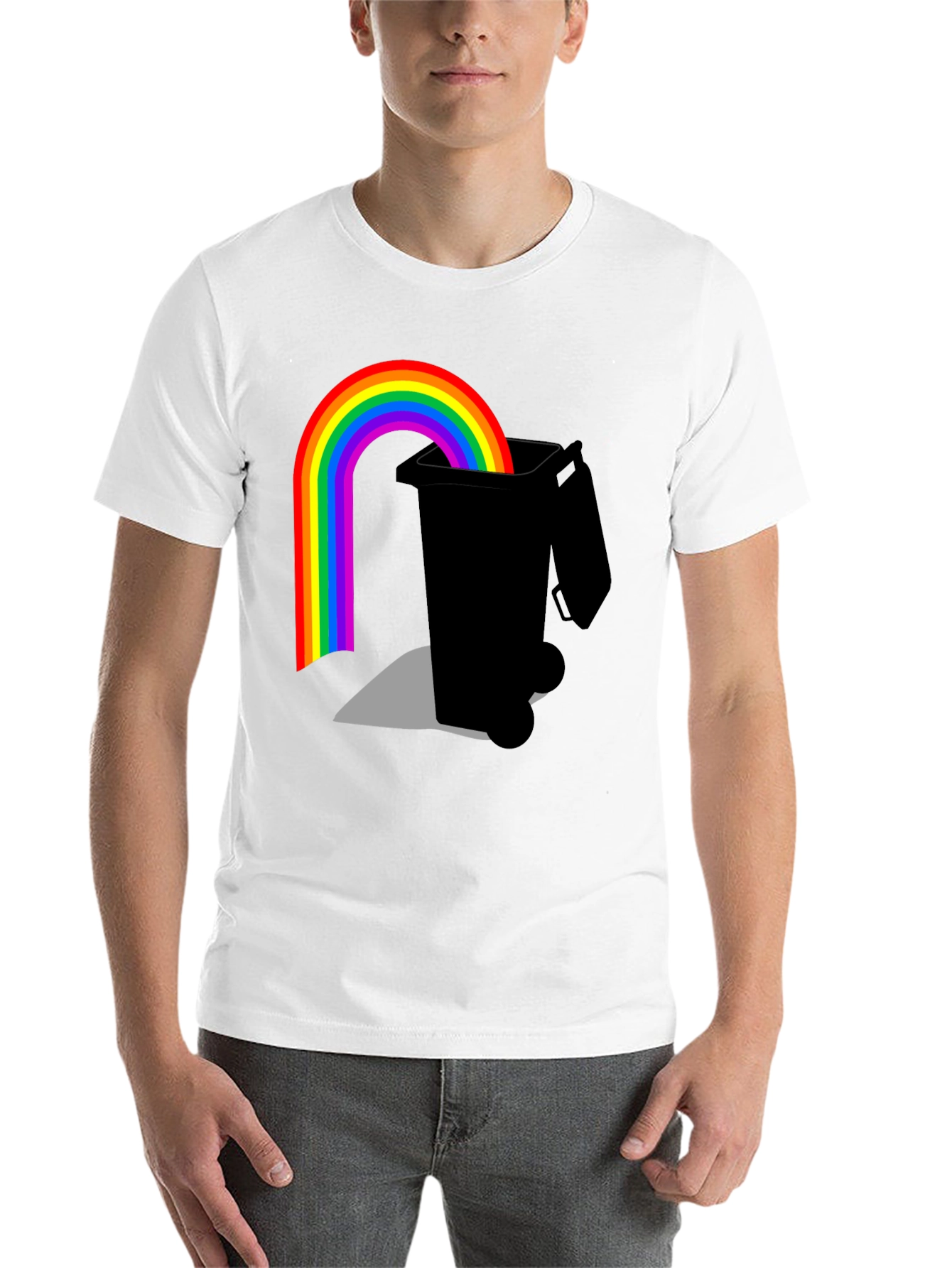 Black Rainbow Trash Bin Graphic Tee - Black view 14