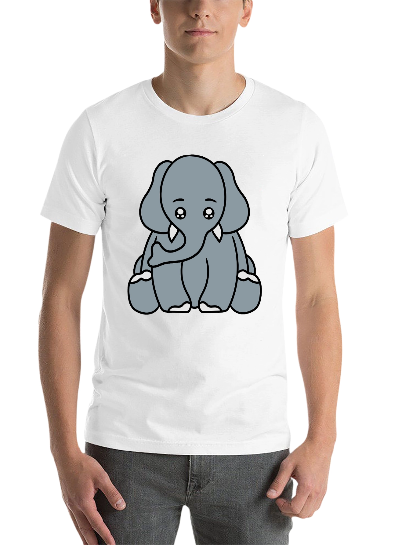 Black Cute Elephant Graphic Tee - Soft Cotton Blend view 14