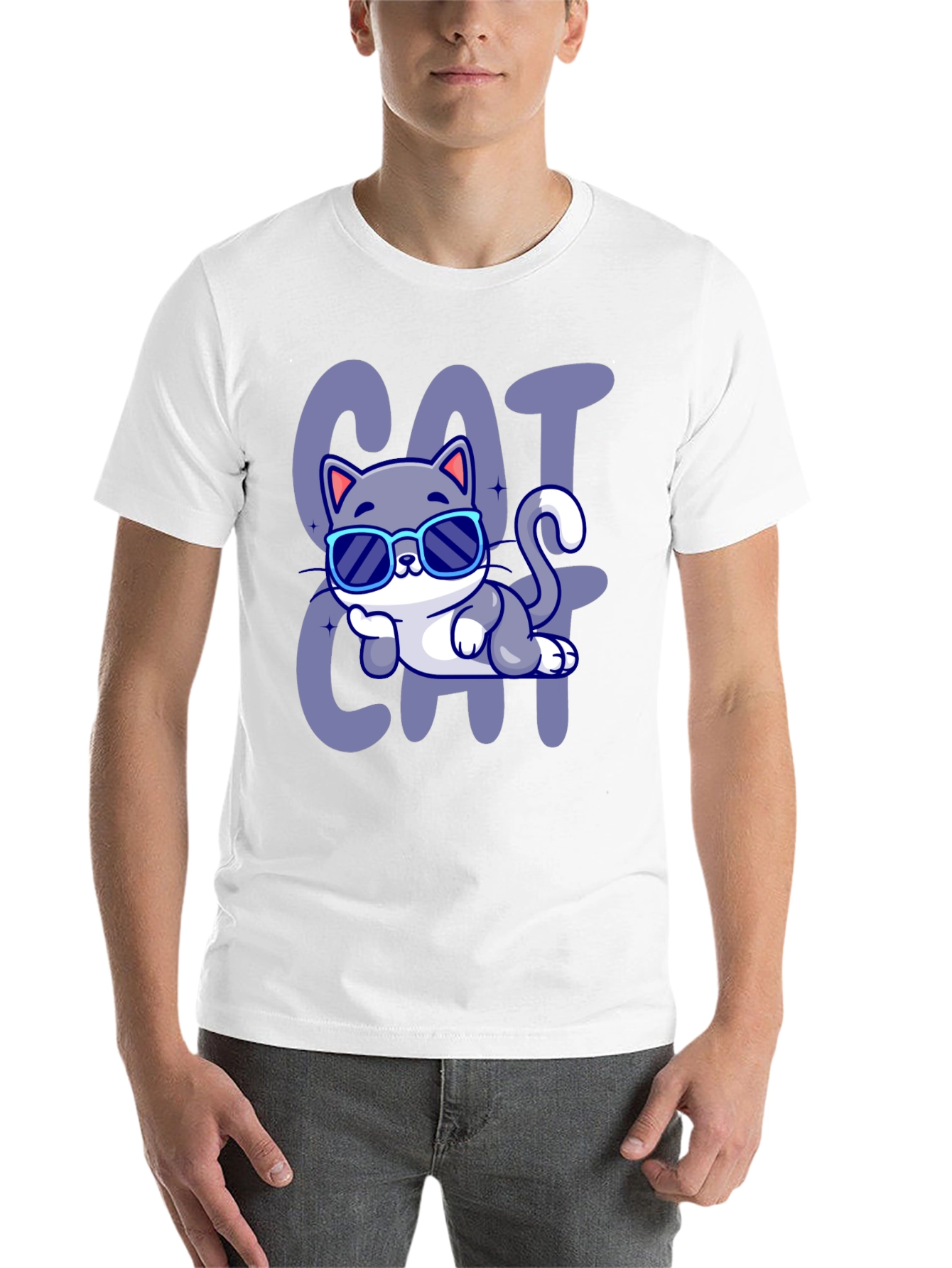 Black Cool Cat Cartoon T-Shirt view 14