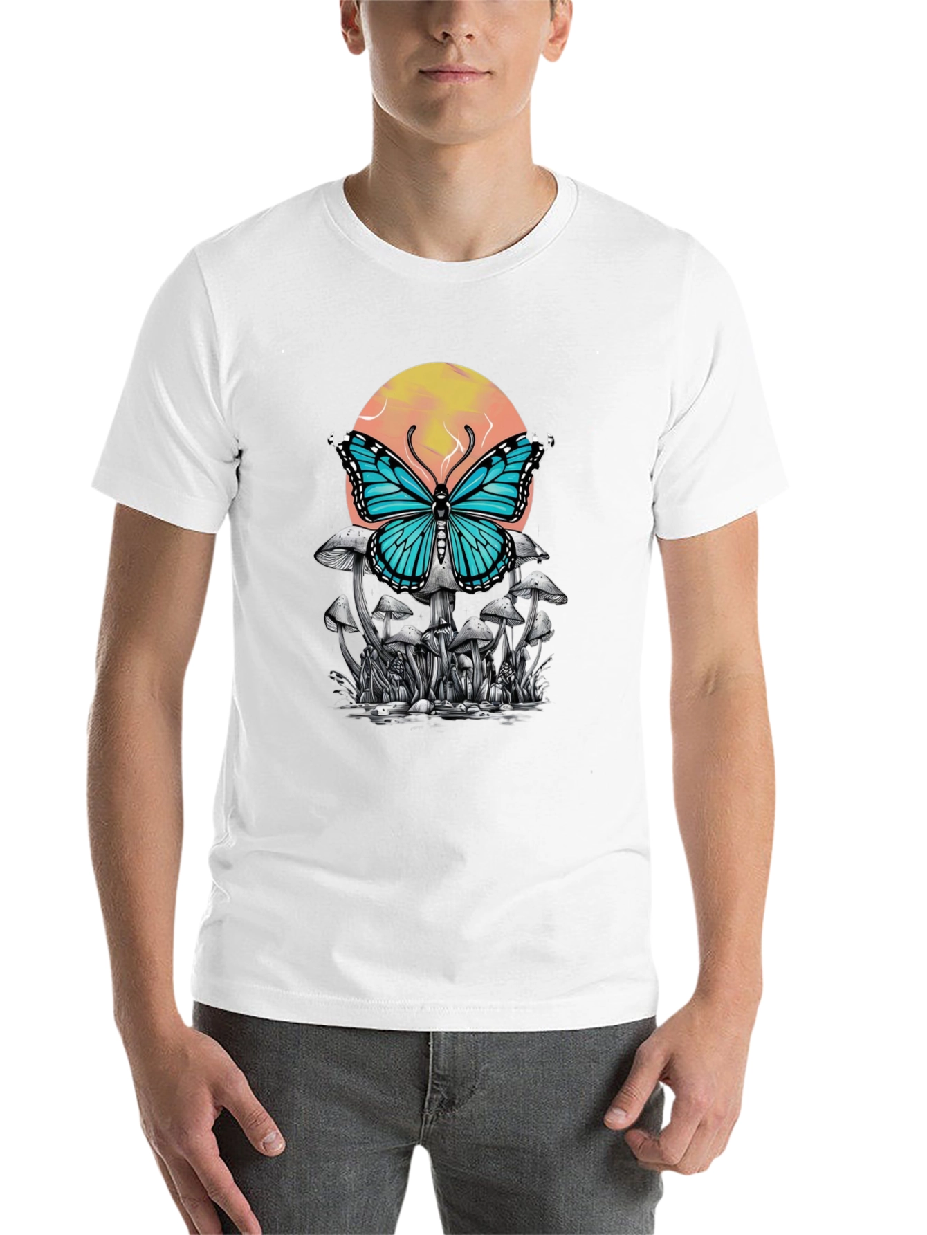 Black Butterfly Mushroom Graphic Tee - Black view 14