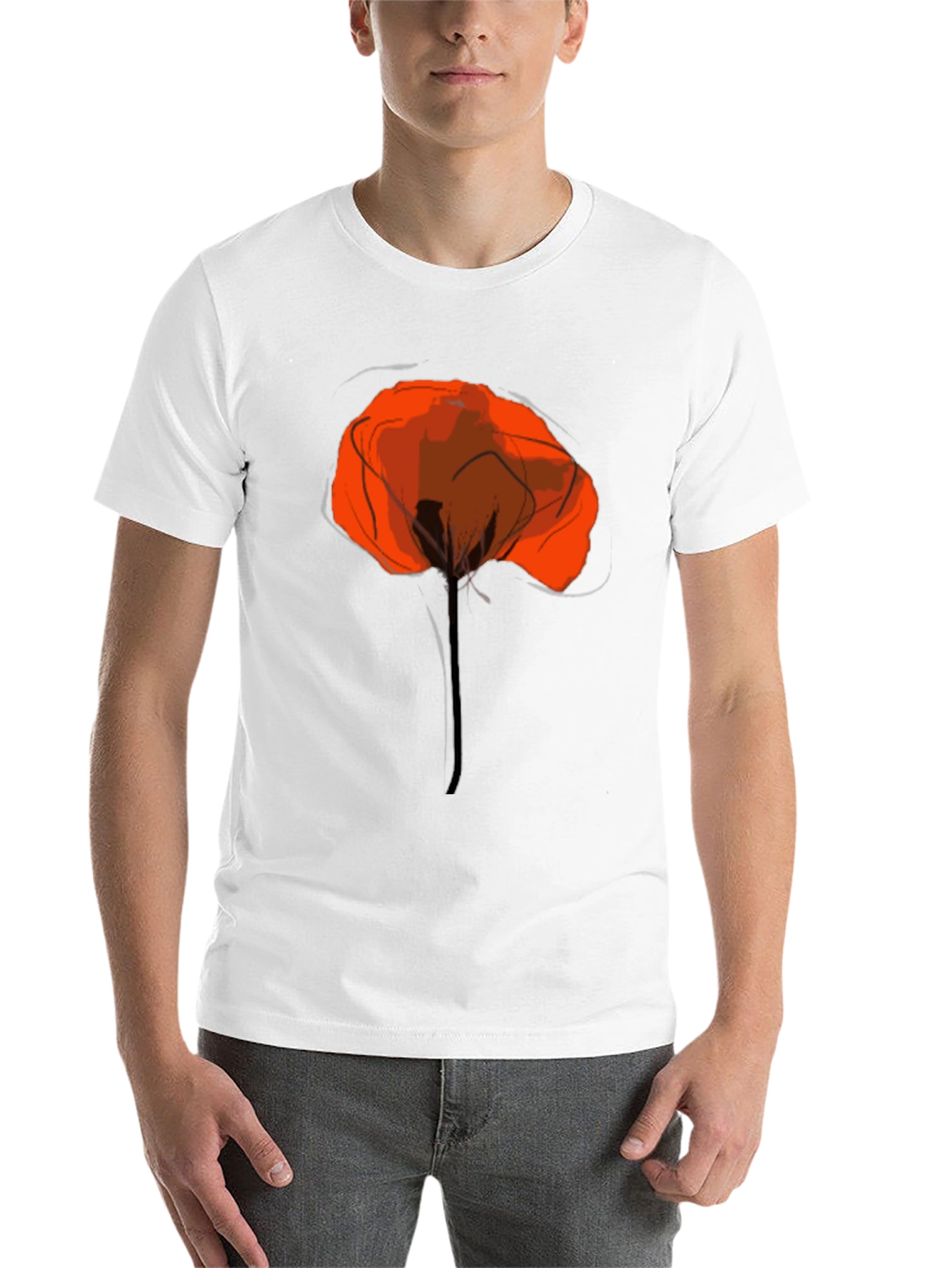 Black Abstract Poppy Graphic Print Black T-Shirt view 14