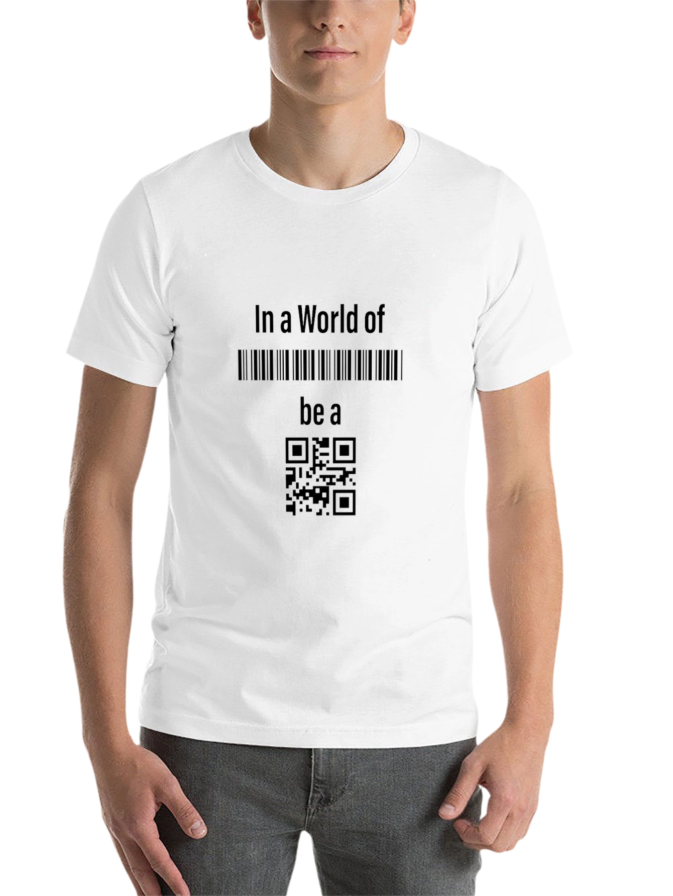 Black Be a QR Code T-Shirt - Unique Novelty Tee view 14