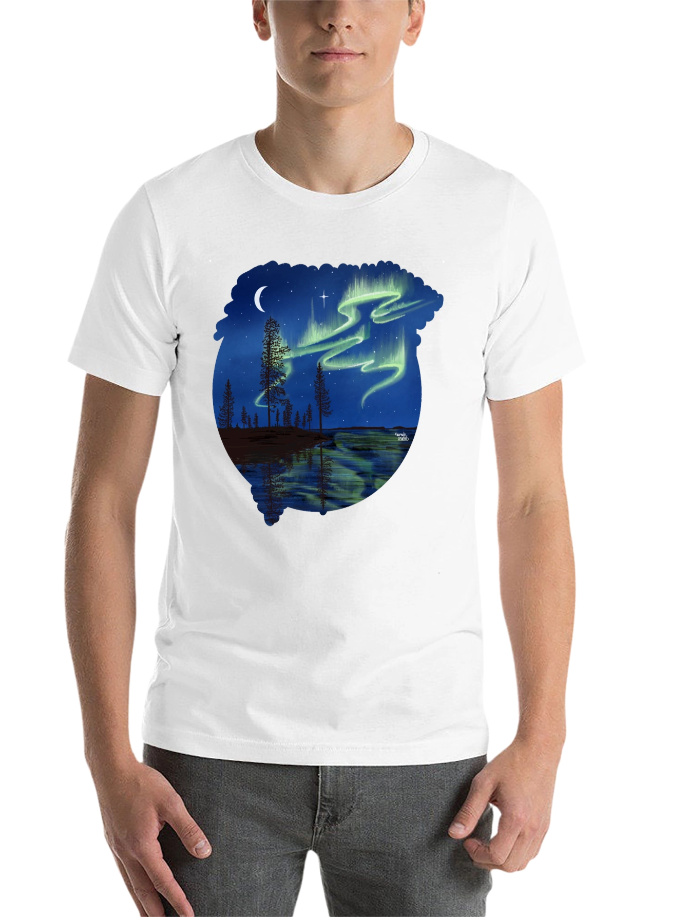 Black Aurora Borealis Graphic Tee - Nature Lover's T-Shirt view 14