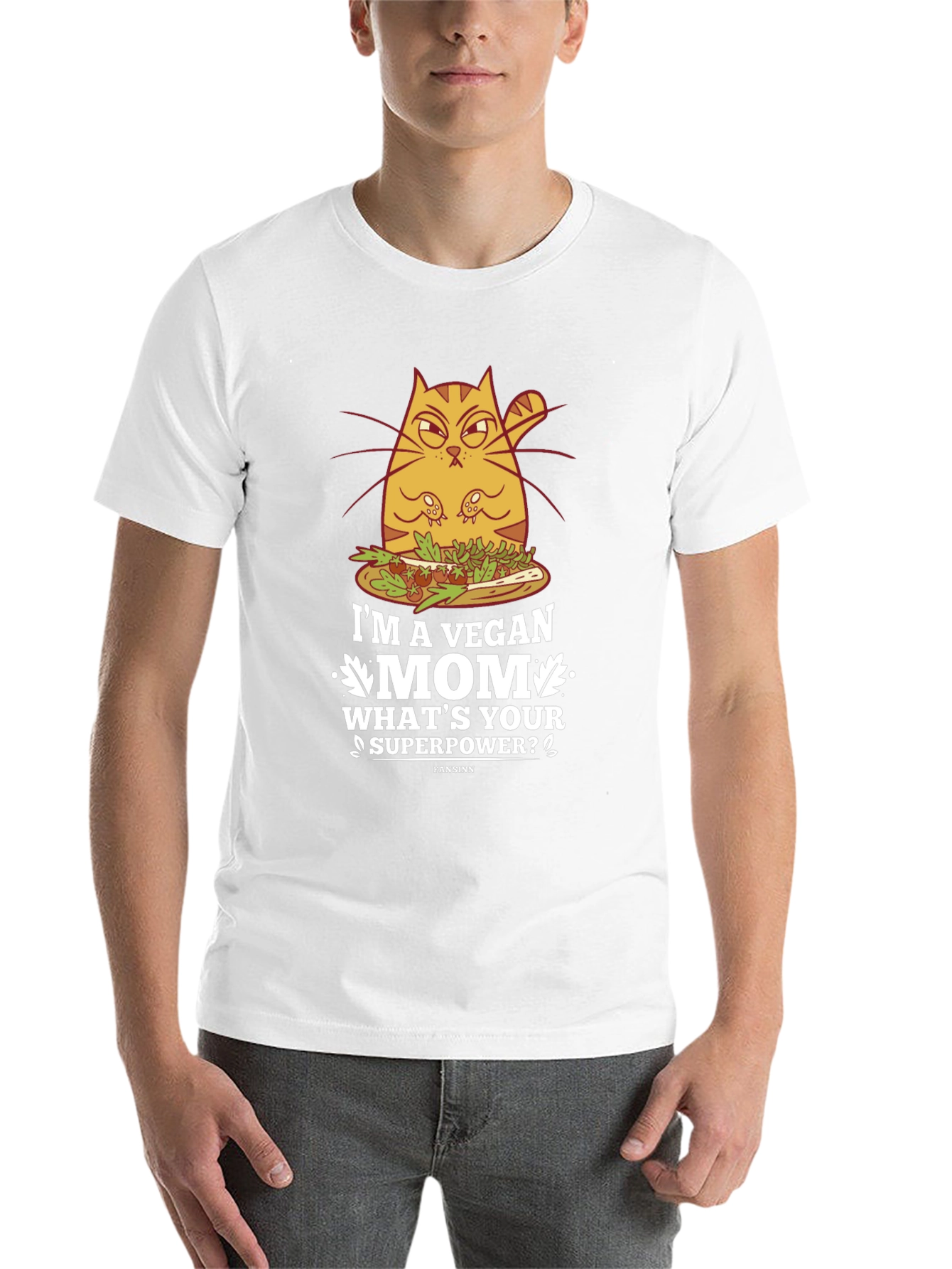 Black Vegan Mom T-Shirt - Funny Cat Design view 14