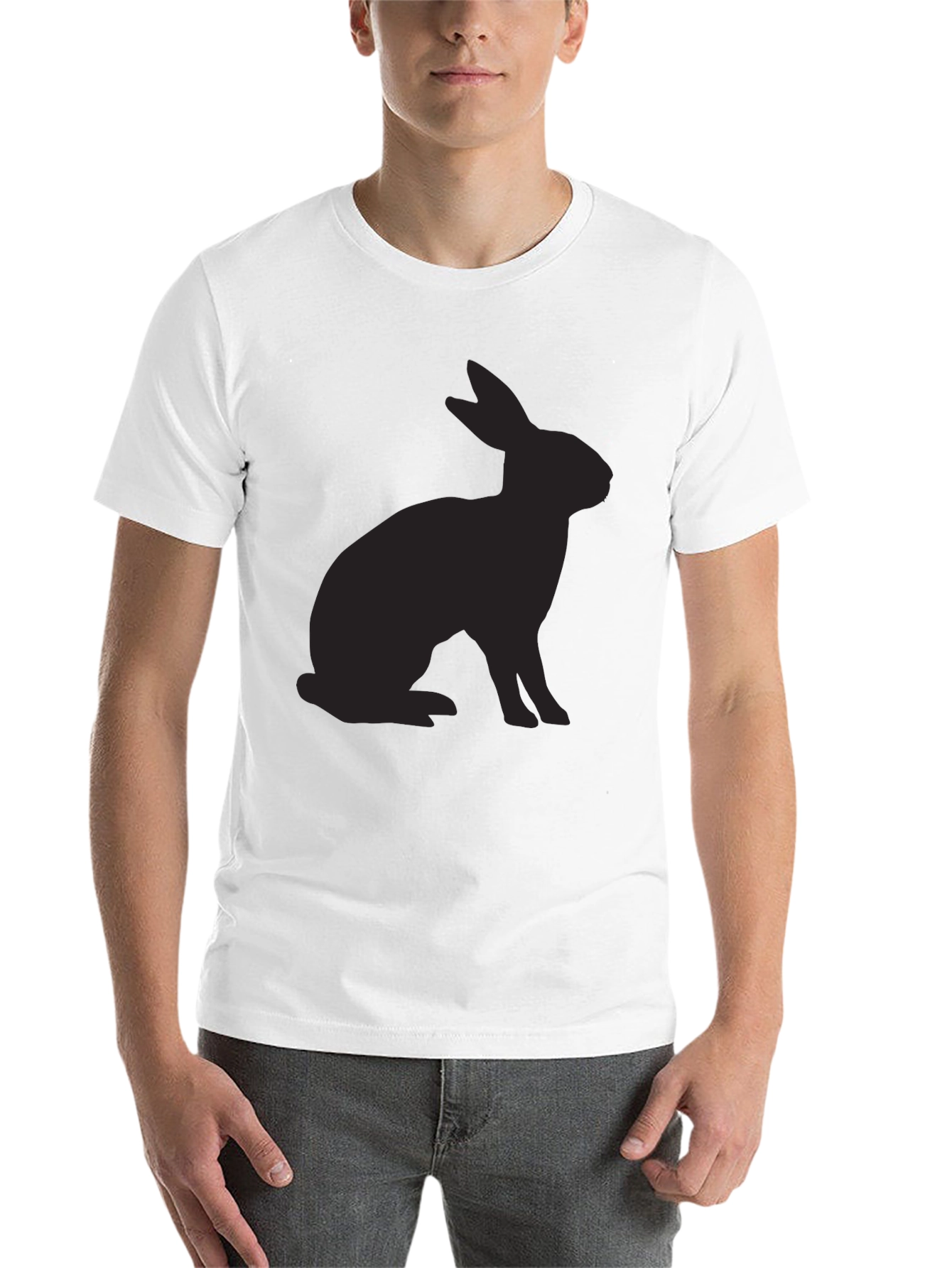 Black Rabbit Silhouette Tee - Stylish Black Cotton T-Shirt view 14