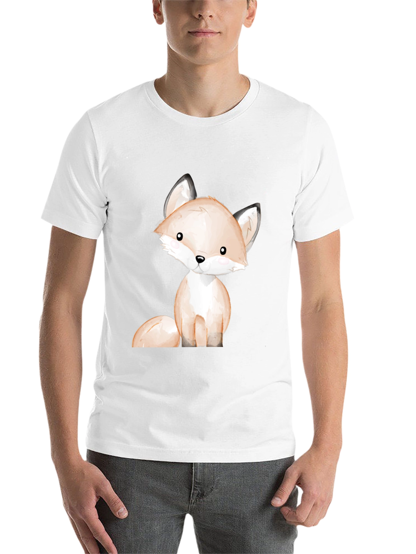 Black Cute Fox Graphic Tee - Unisex Black T-Shirt view 14