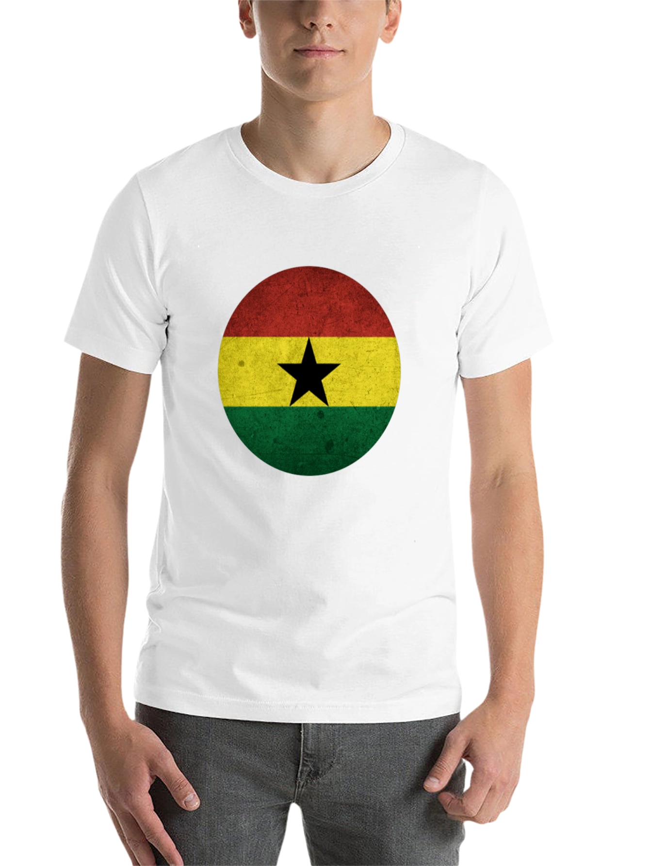 Ghana Flag Graphic T-Shirt - Mens Black Tee - 14