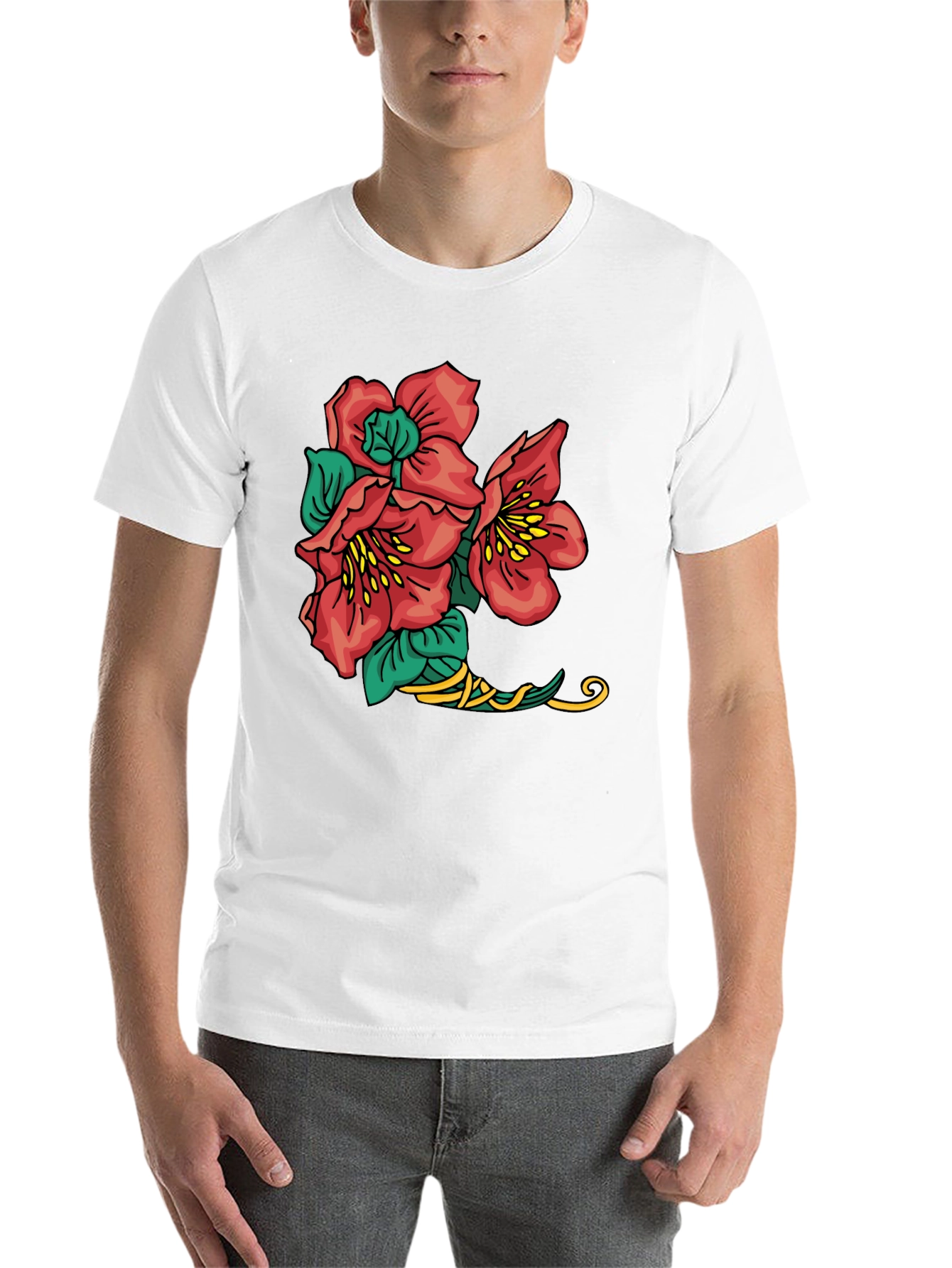 Black Floral Graphic Tee - Black Cotton Casual Shirt view 14