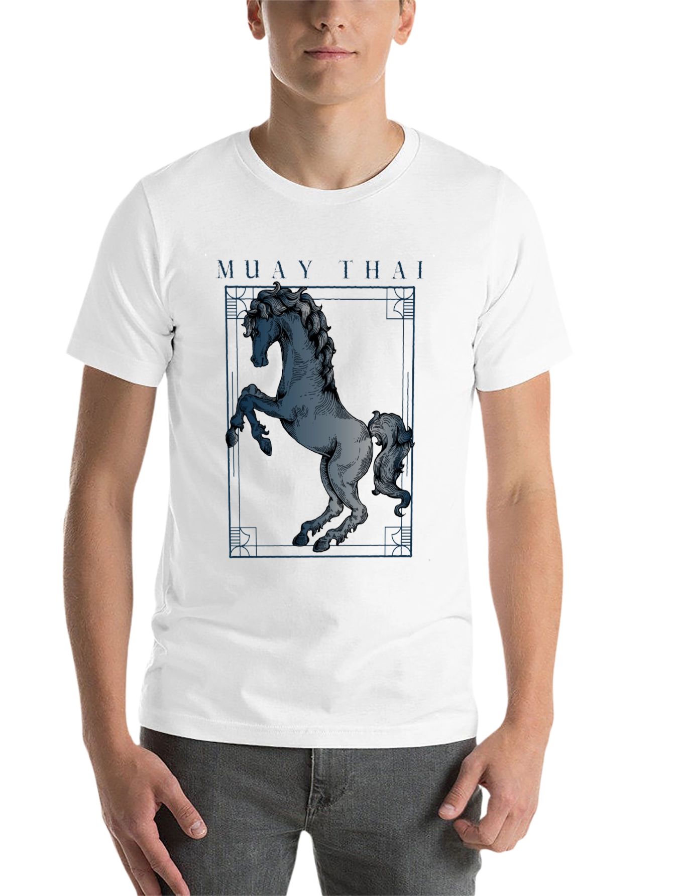 Black Muay Thai Horse Graphic T-Shirt - Black view 14
