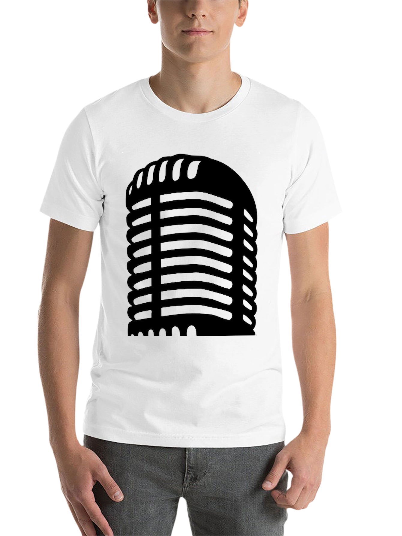 Black Retro Microphone Graphic Black T-Shirt view 14