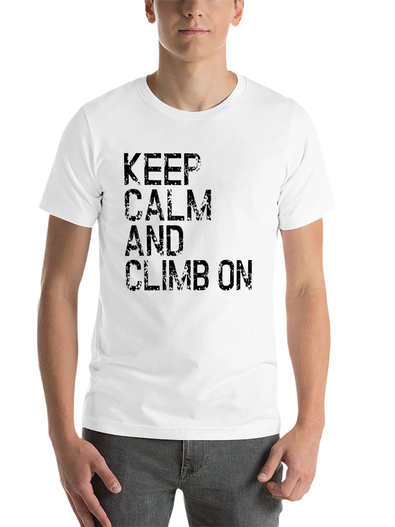 Black Keep Calm and Climb On T-Shirt - Black Cotton Tee view 14