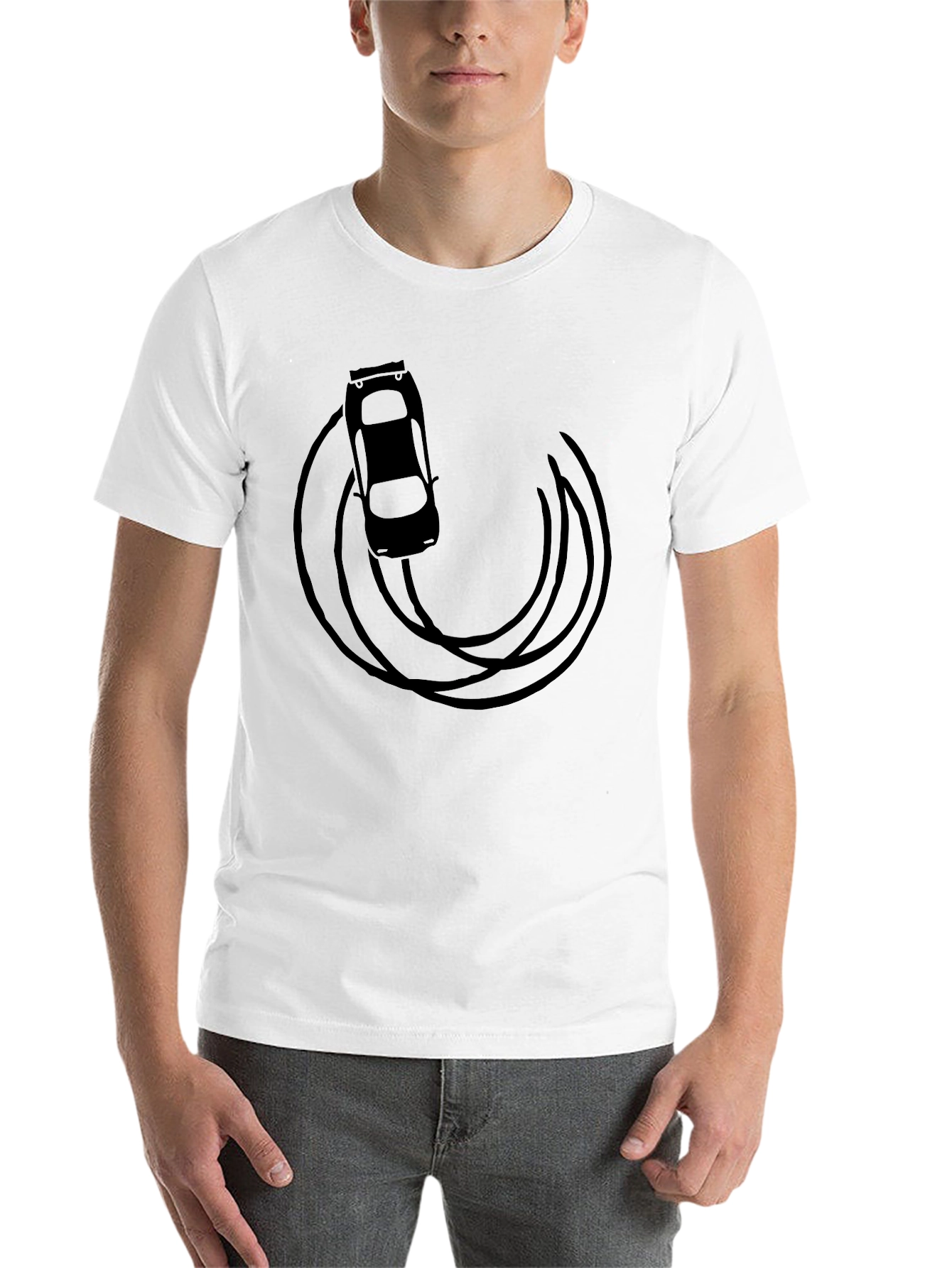 Black Drift Car Graphic Tee - Black Cotton T-Shirt view 14