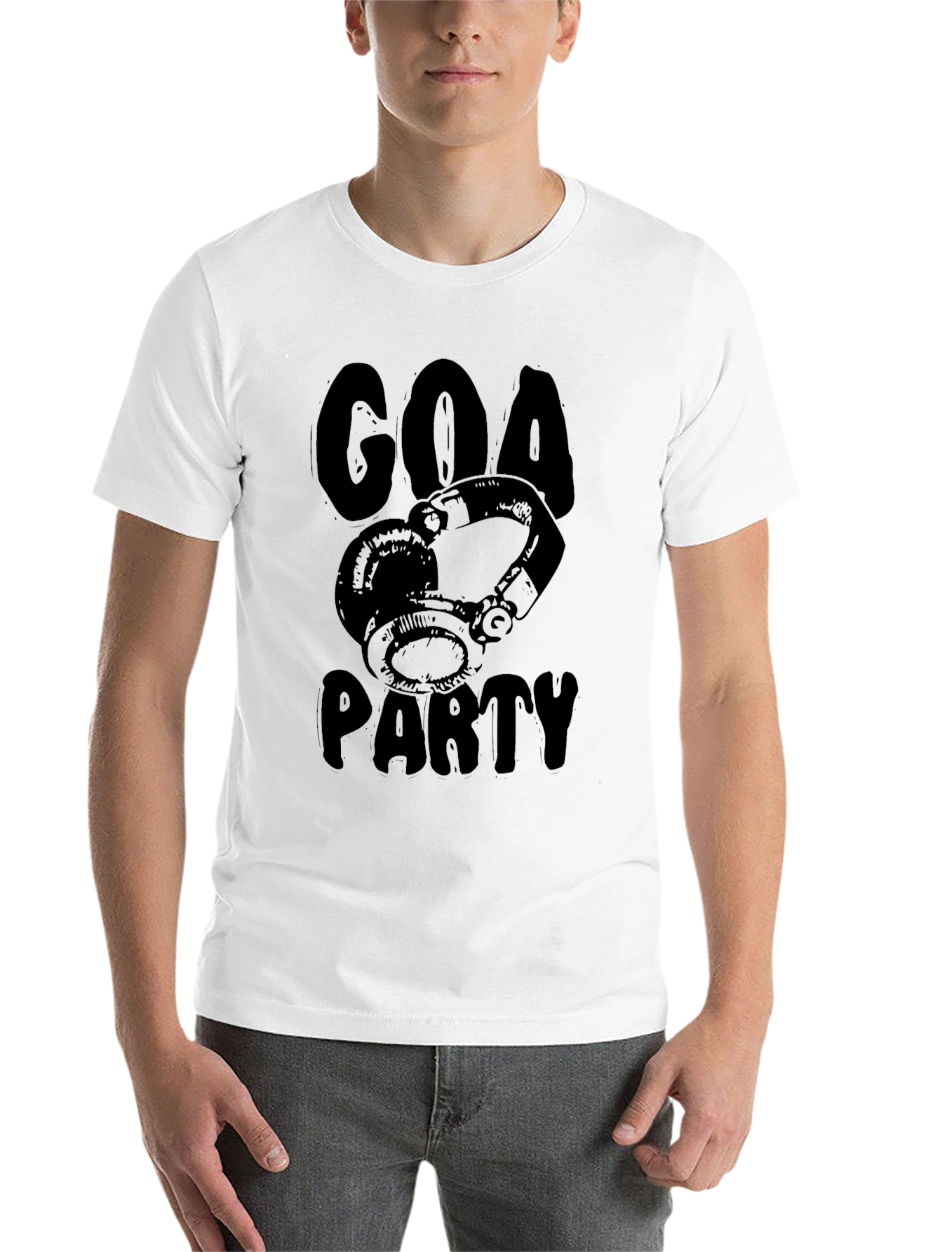 Black Goa Party Black Graphic T-Shirt - Headphones Design view 14