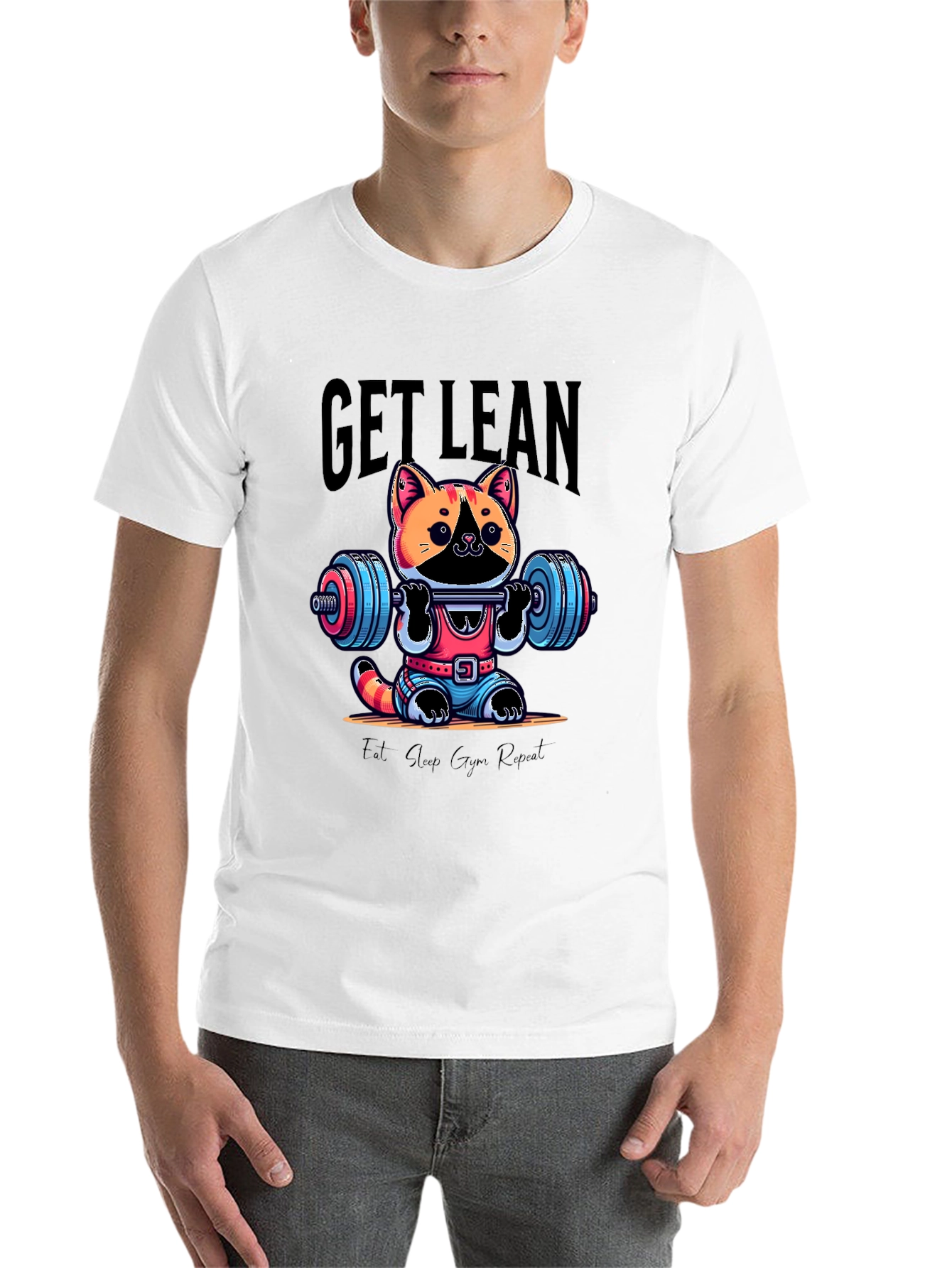 Black Get Lean Cat Gym T-Shirt view 14