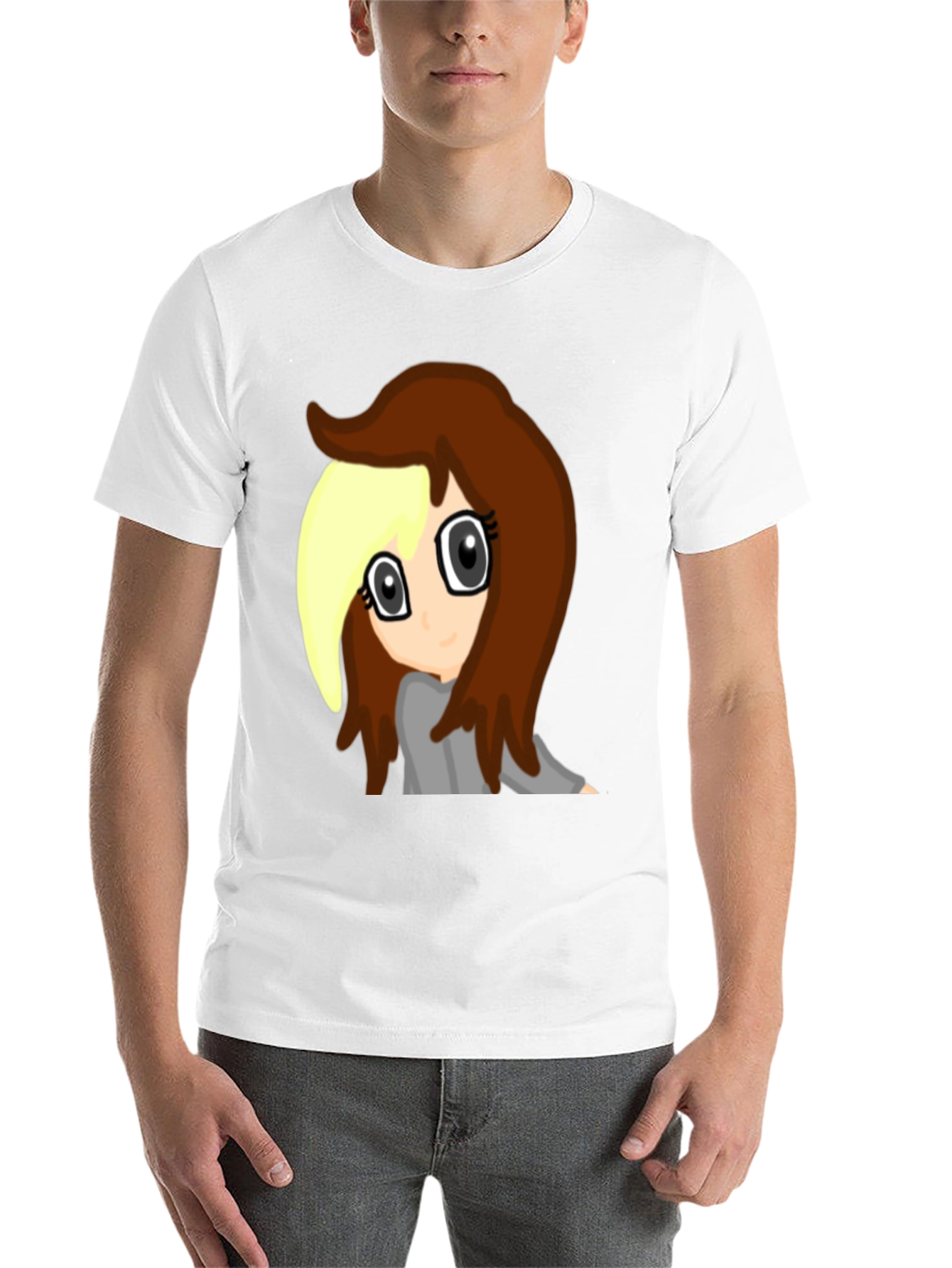 Black Anime Girl Graphic Tee - Black Cotton Comfort view 14