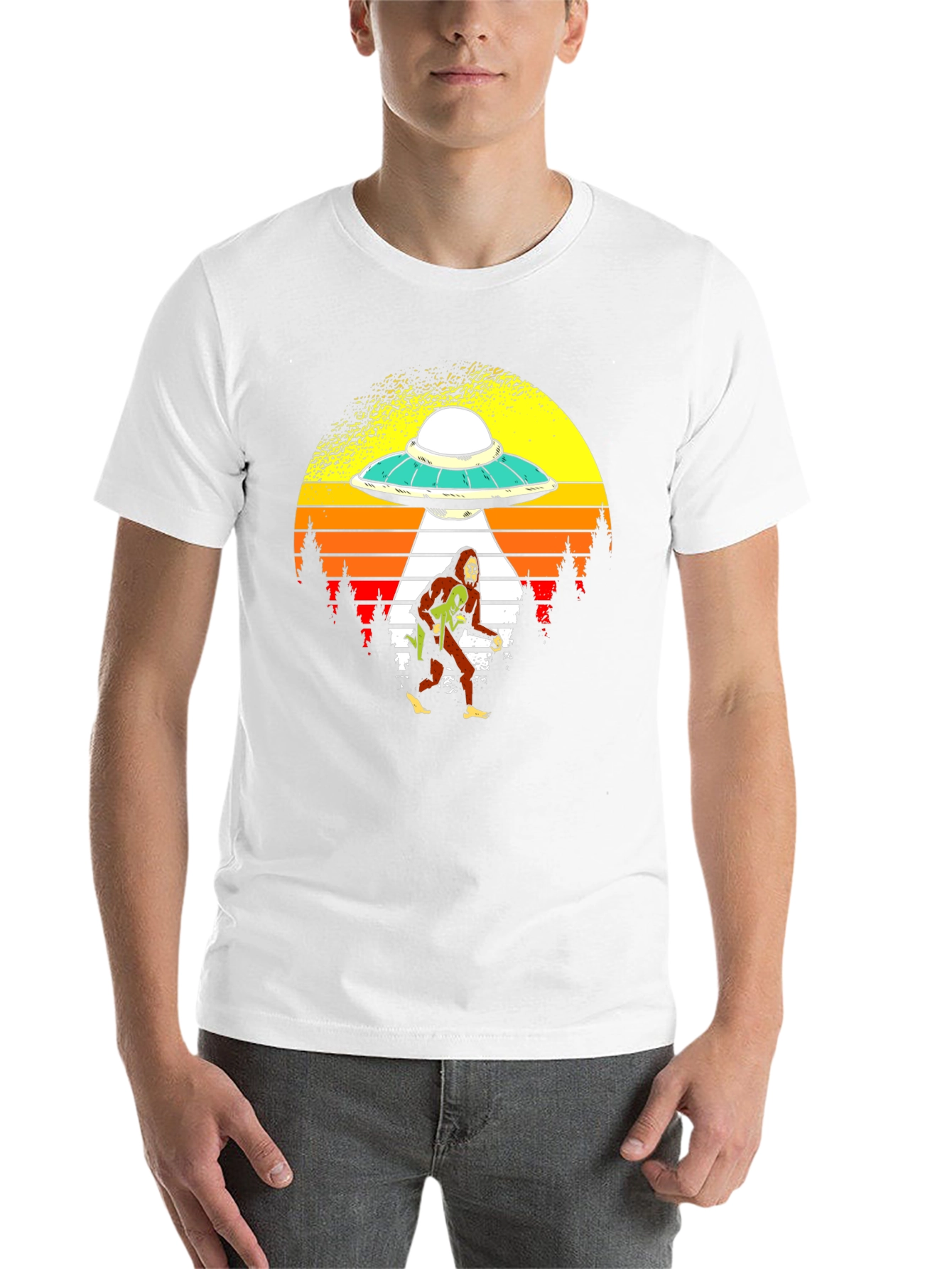 Black Bigfoot Alien Abduction Graphic Tee view 14