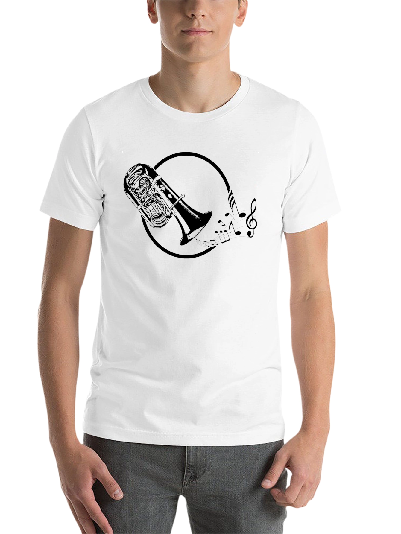 Black Tuba Music Notes Graphic Black T-Shirt view 14