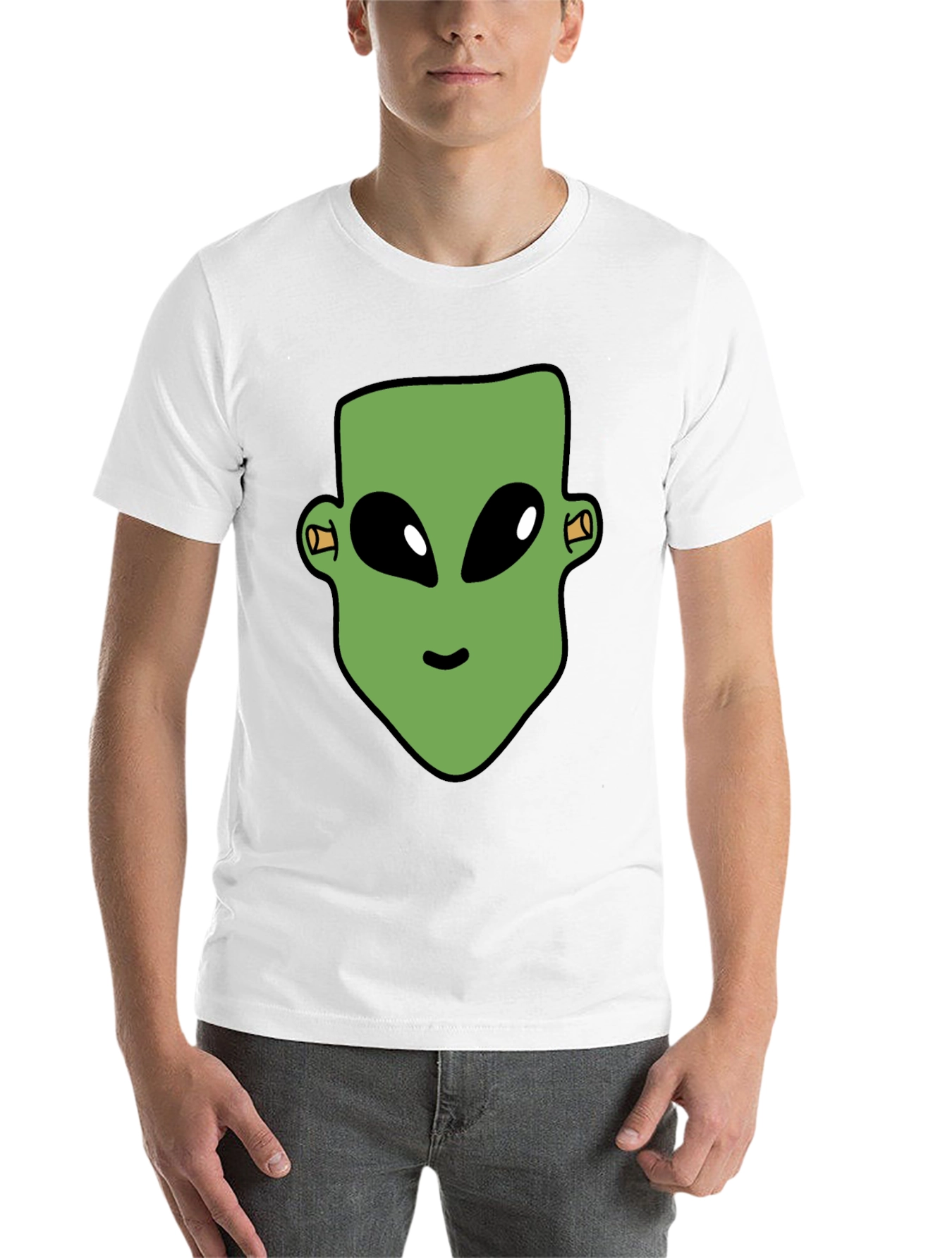 Black Alien Head Graphic Print Black T-Shirt view 14