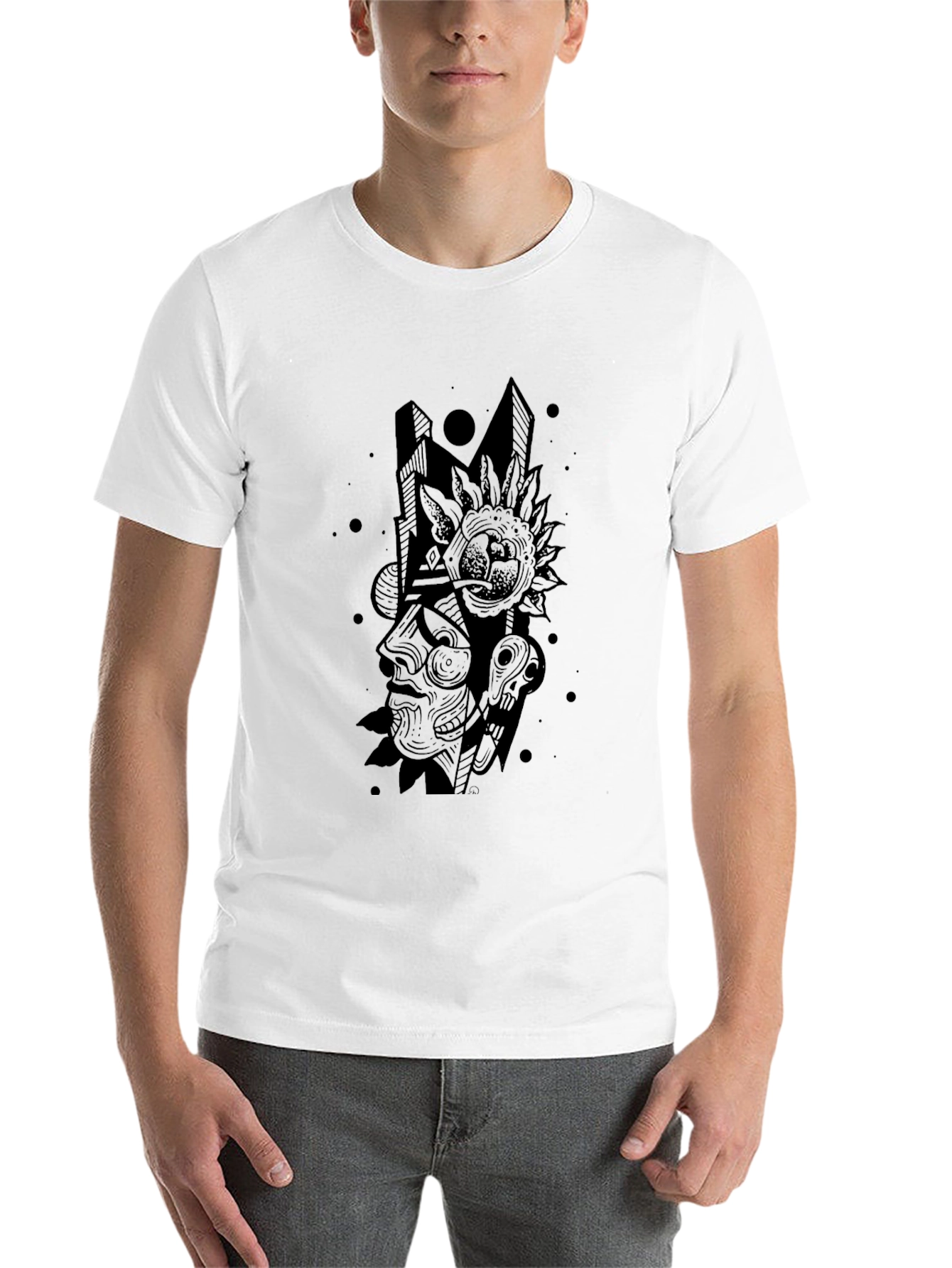 Black Abstract Graphic Print T-Shirt - Modern Art Tee view 14