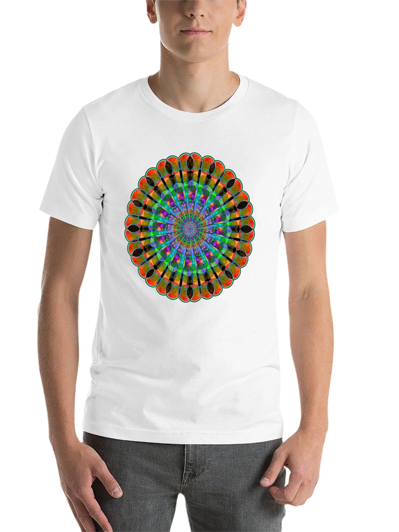 Black Kaleidoscope Mandala Black T-Shirt view 14