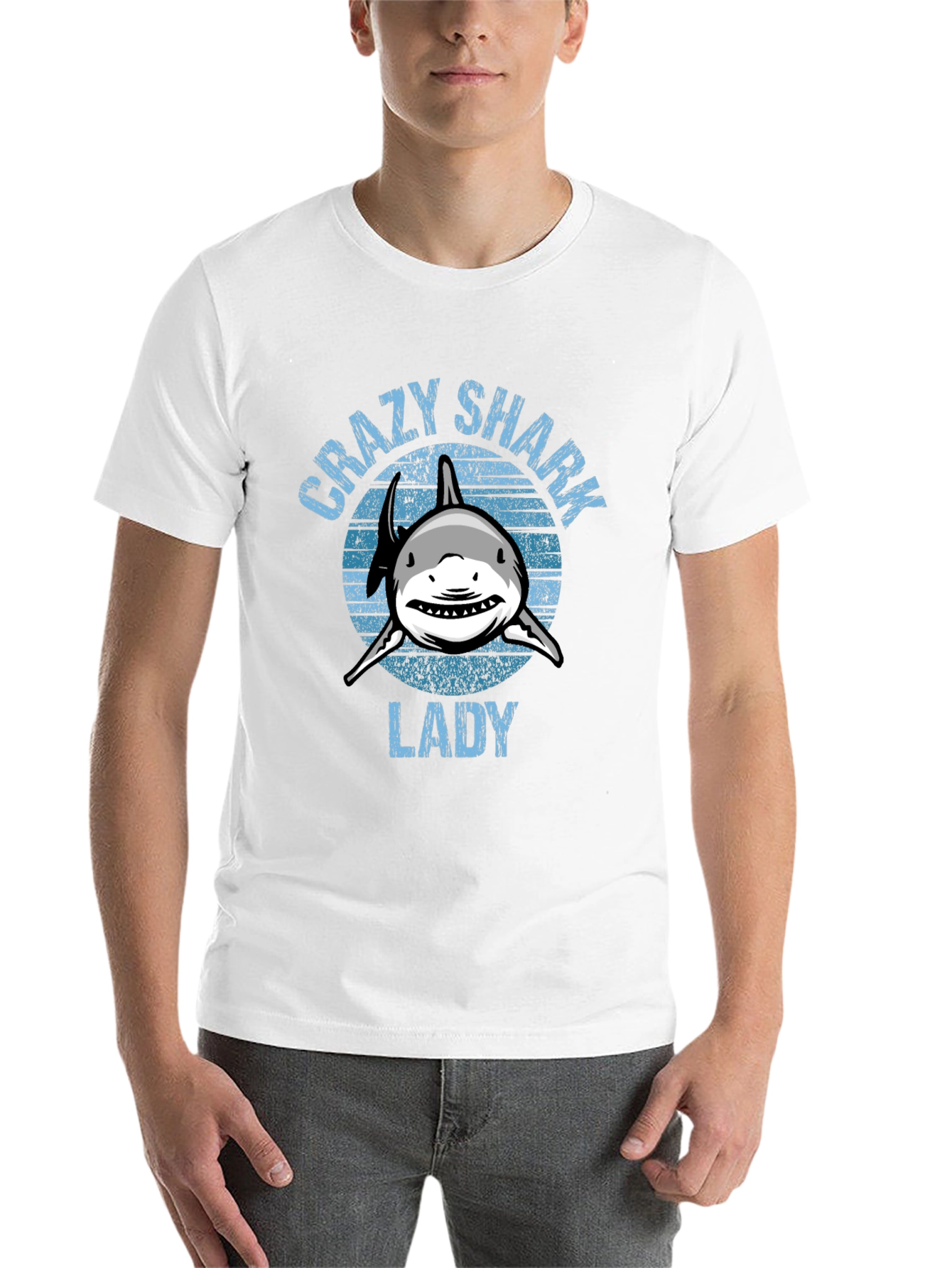 Black Crazy Shark Lady Graphic T-Shirt - Black view 14