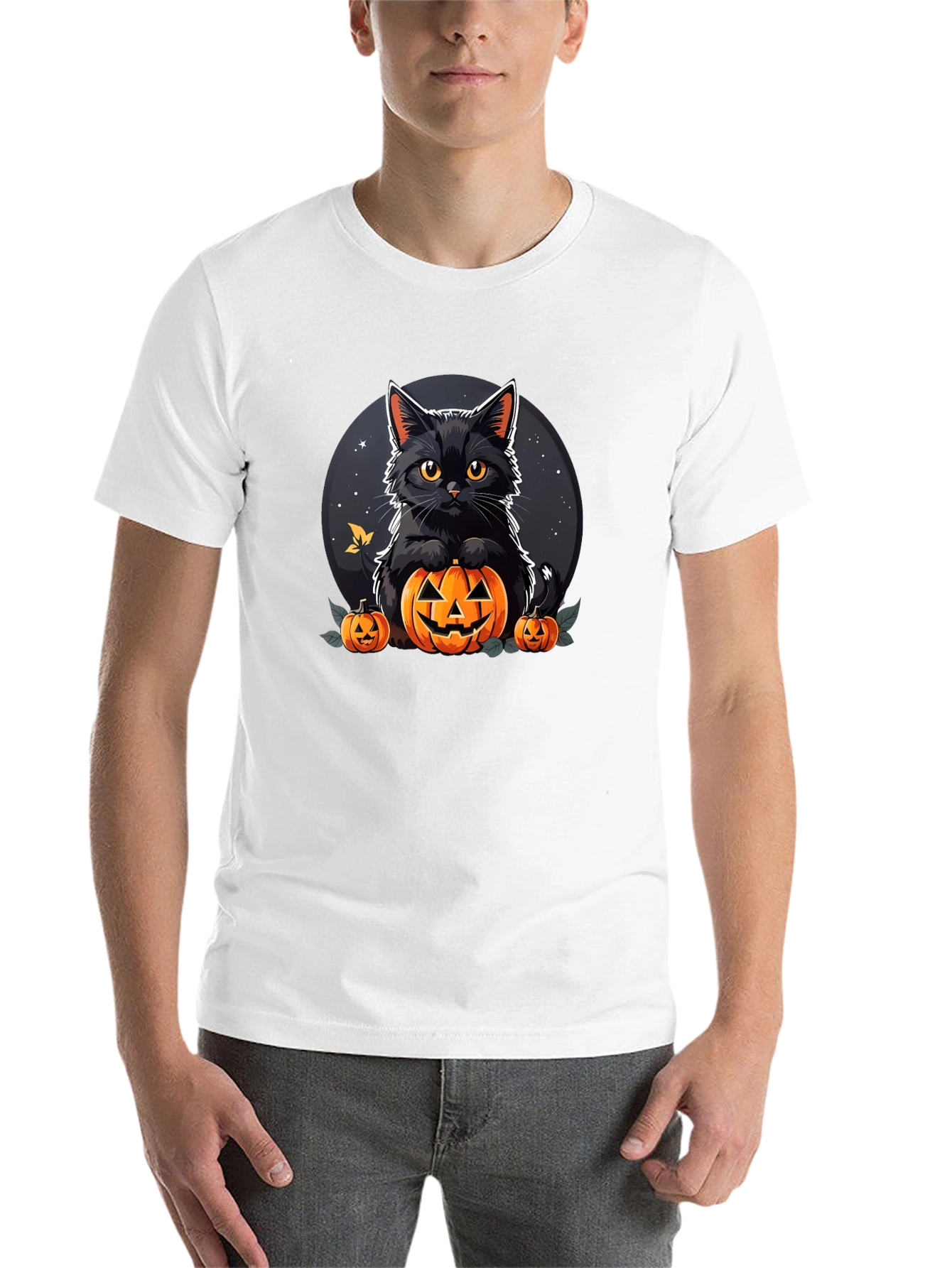 Black Halloween Cat Pumpkin T-Shirt view 14