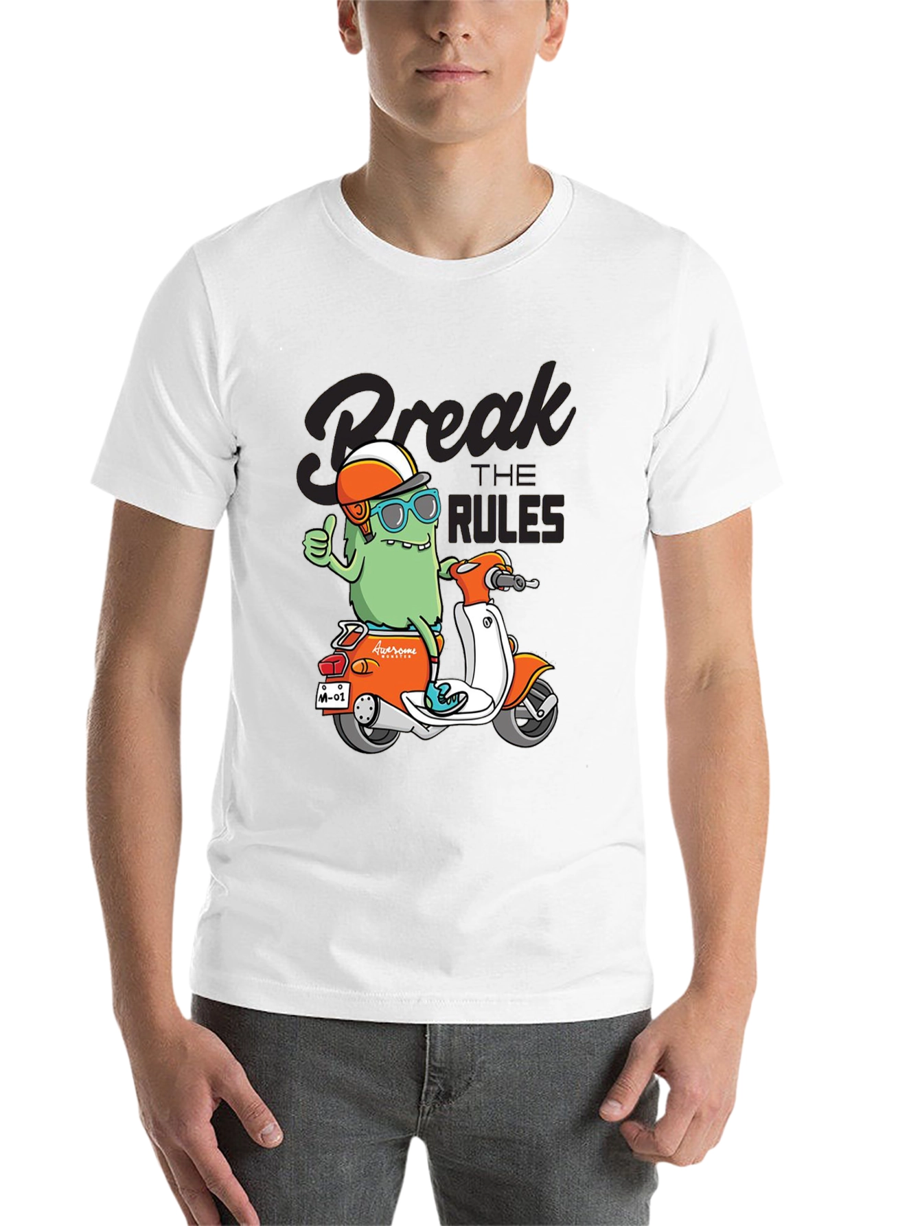 Black Break the Rules Monster Scooter Graphic Tee view 14