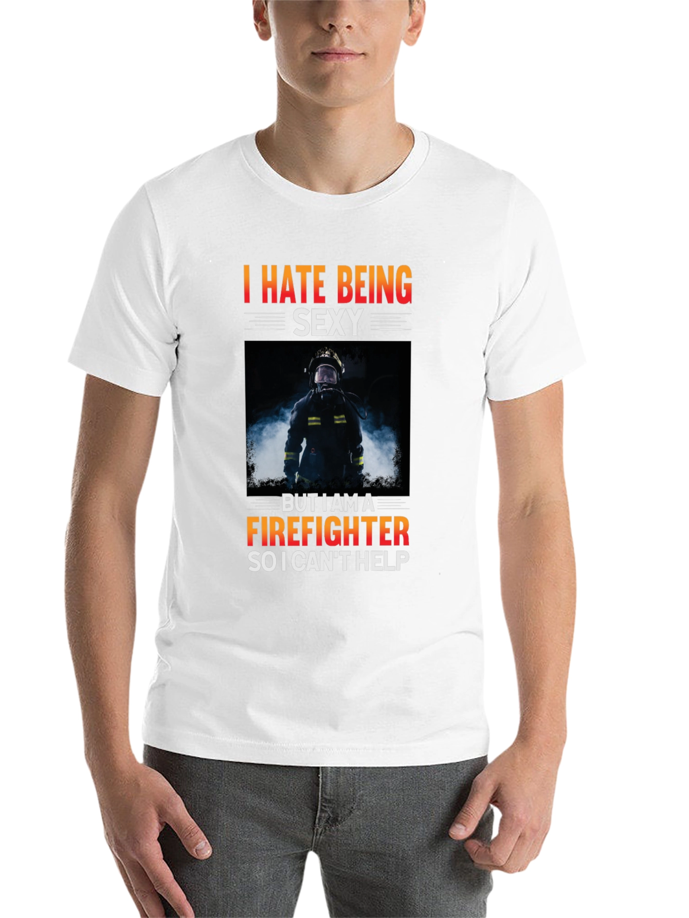 Black Funny Firefighter T-Shirt - I Hate Being Sexy view 14