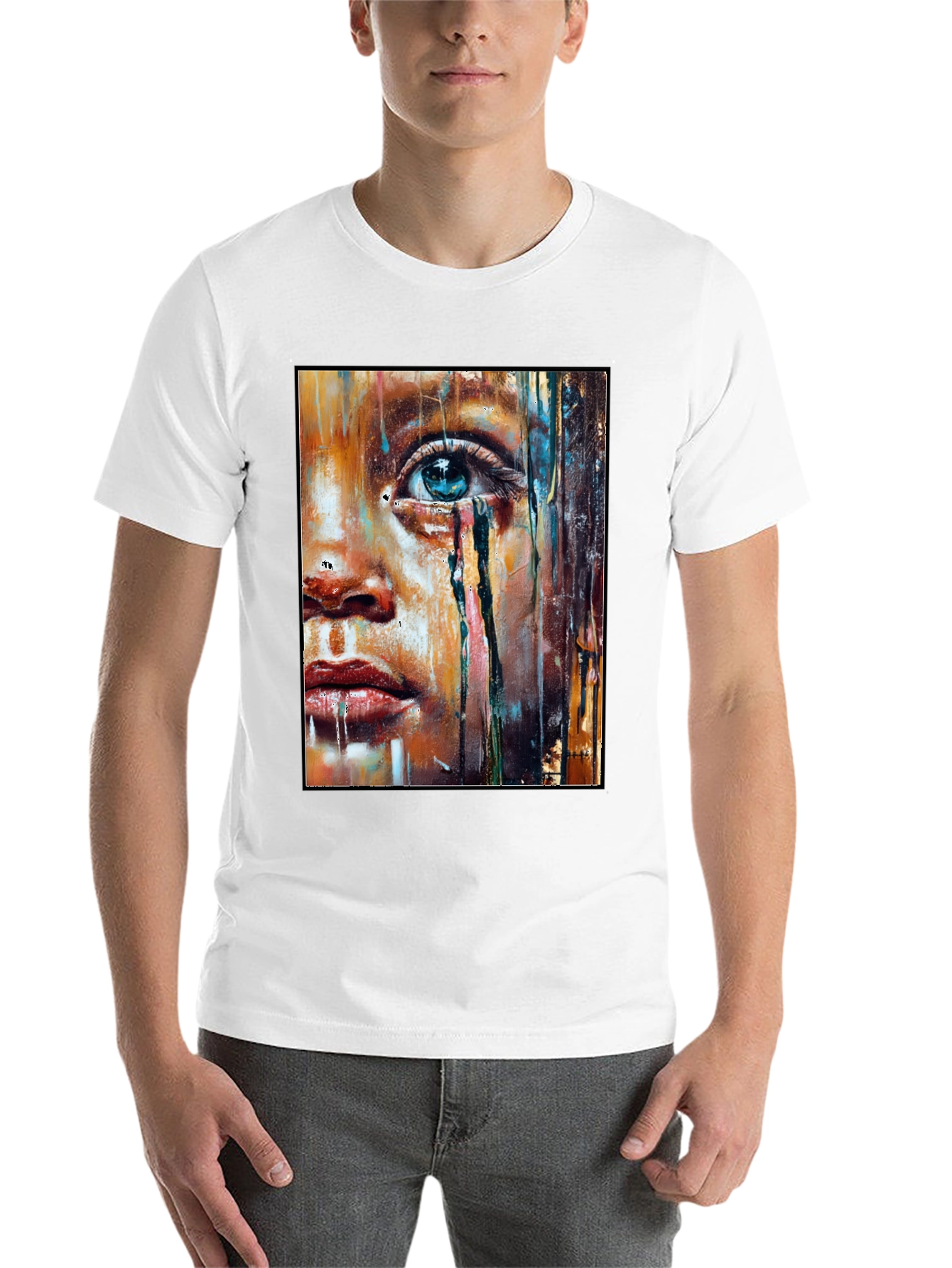 Black Artistic Portrait Graphic T-Shirt - Black view 14