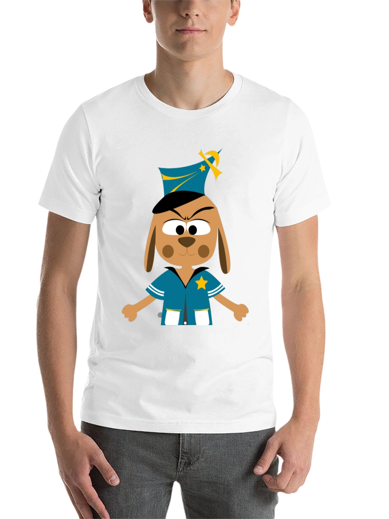 Black Cartoon Dog Cop T-Shirt - Novelty Graphic Tee view 14