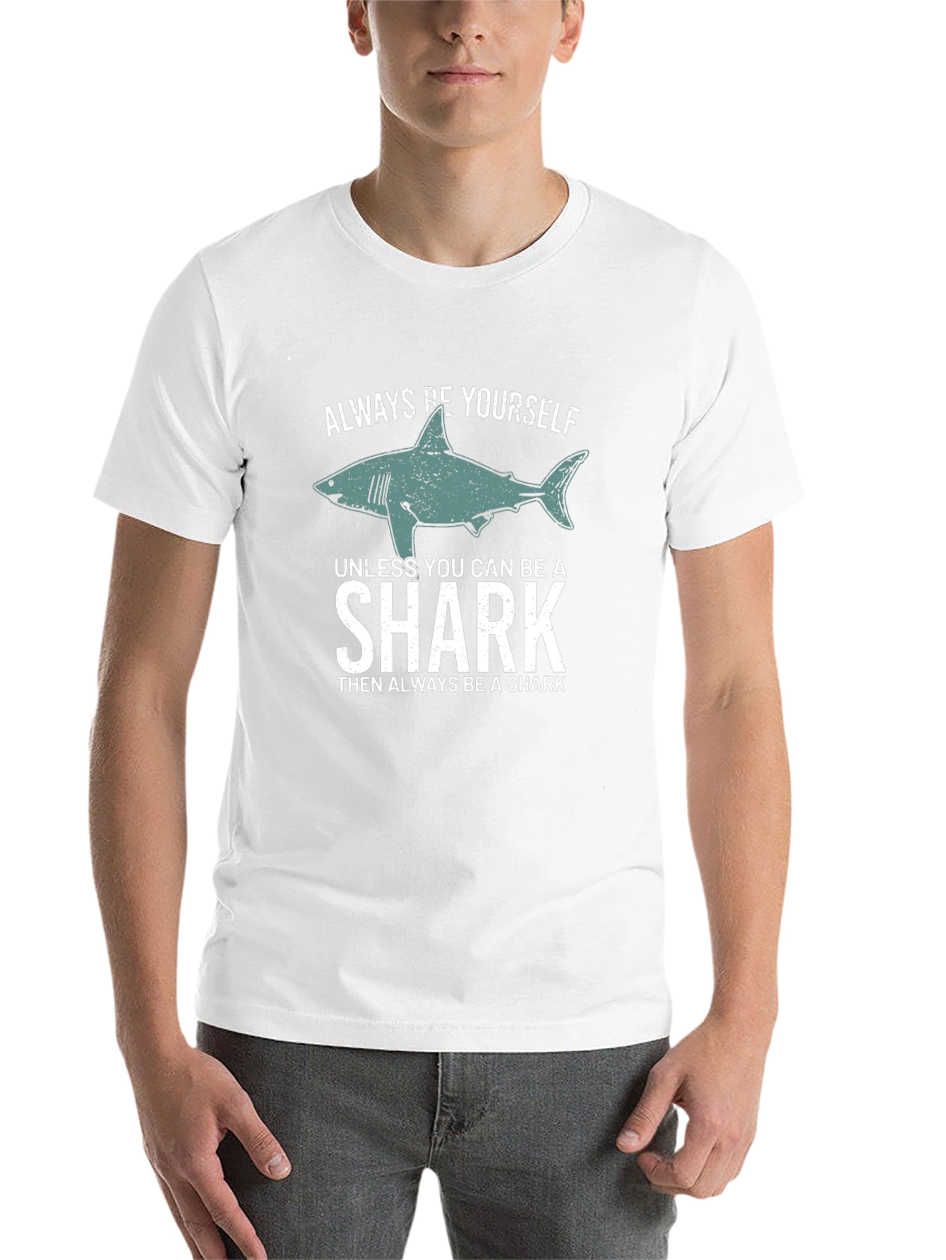 Black Always Be Yourself Shark Graphic Tee view 14