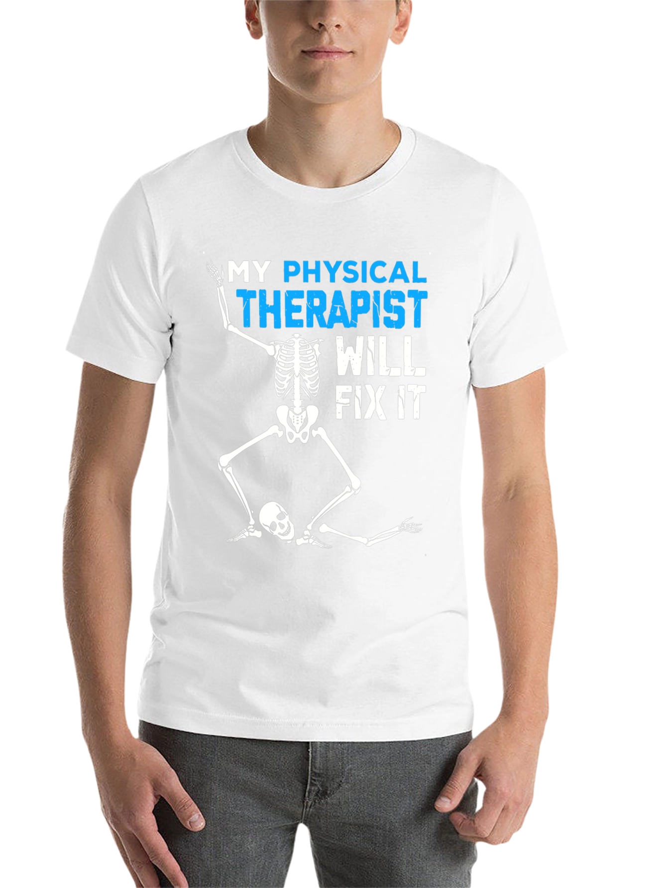 Black Funny Physical Therapist Skeleton T-Shirt view 14