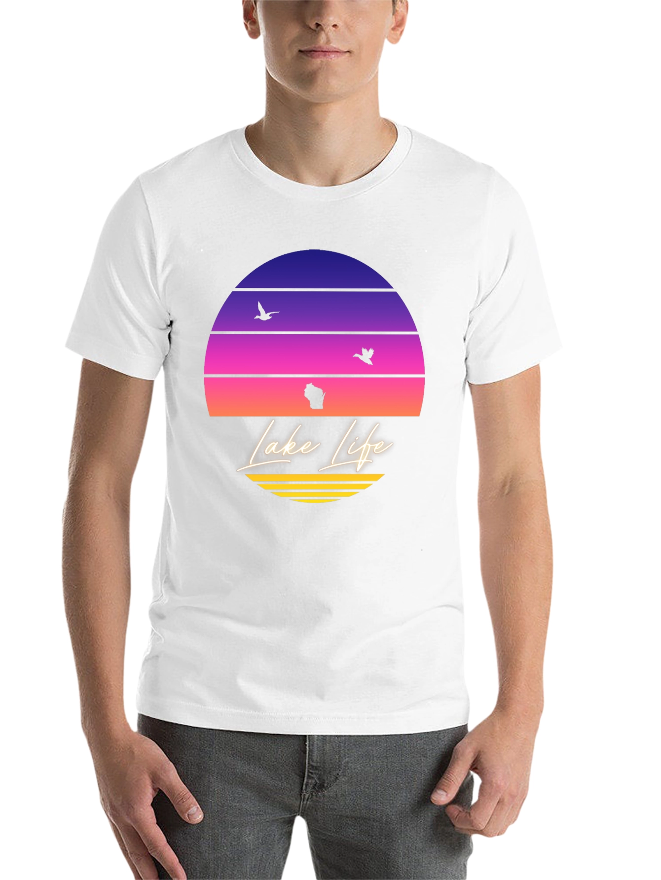 Black Lake Life Sunset T-Shirt - Wisconsin Summer Tee view 14