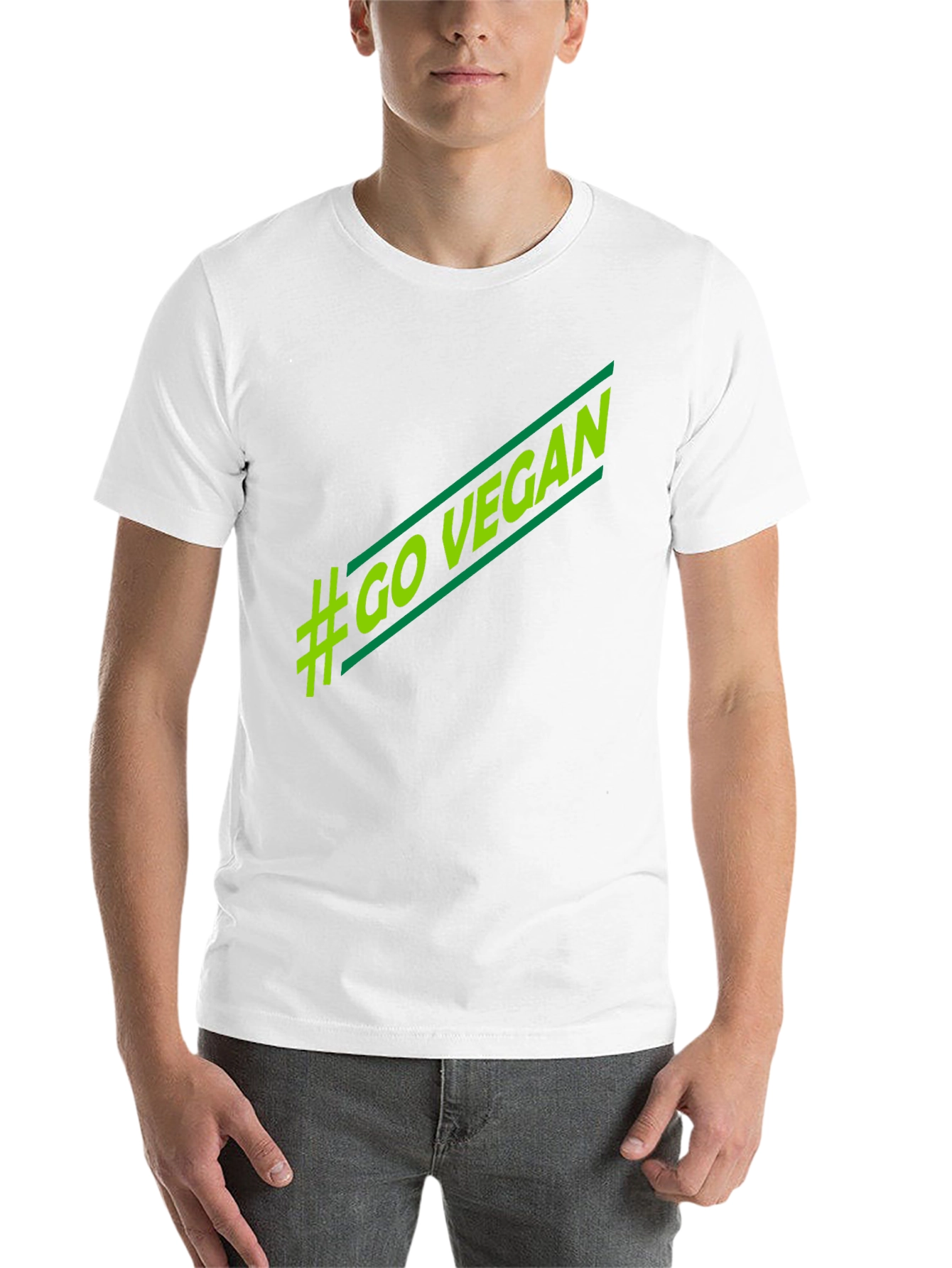 Black #Go Vegan T-Shirt - Stylish Green Graphic Tee view 14