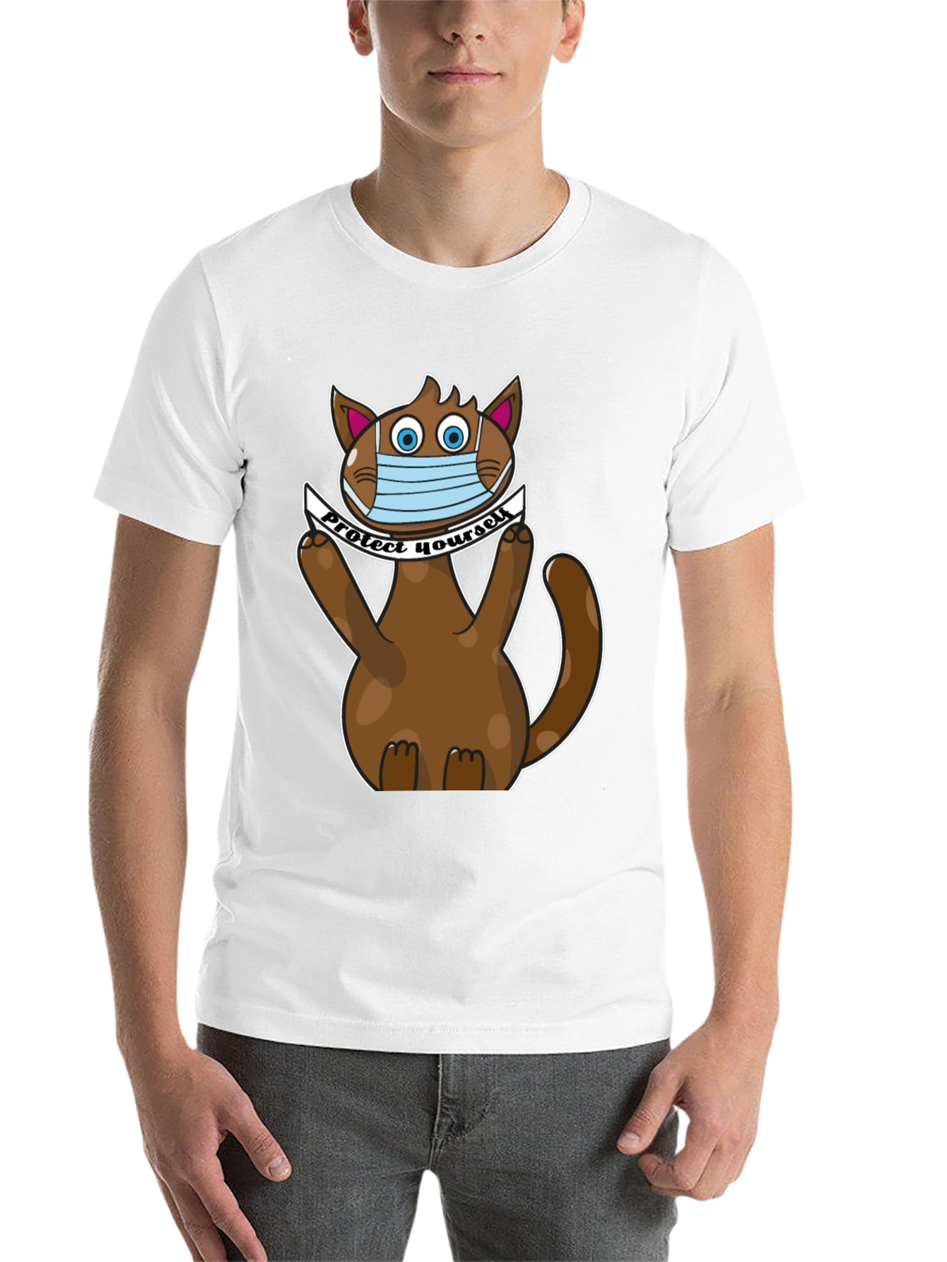 Black Protect Yourself Cat T-Shirt view 14