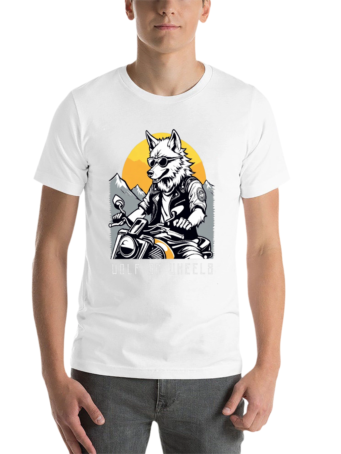 Black Wolf on Wheels Biker T-Shirt view 14