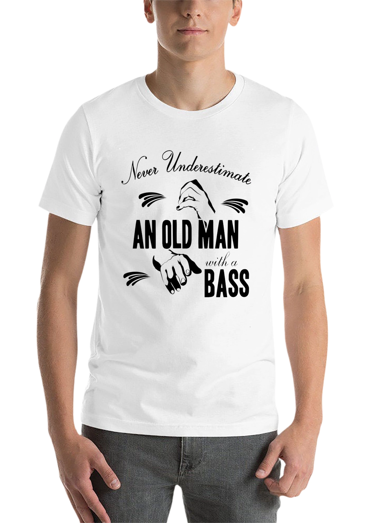 Black Never Underestimate Old Man with a Bass T-Shirt view 14