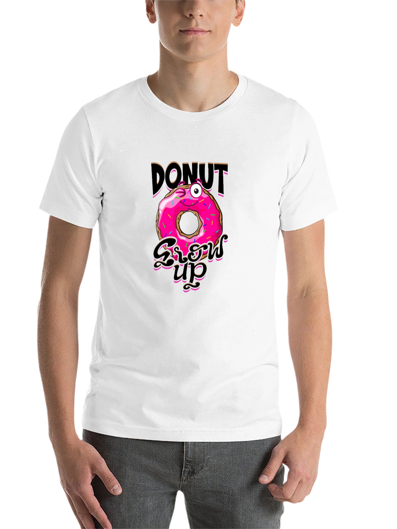 Black Donut Grow Up Funny Graphic Black T-Shirt view 14