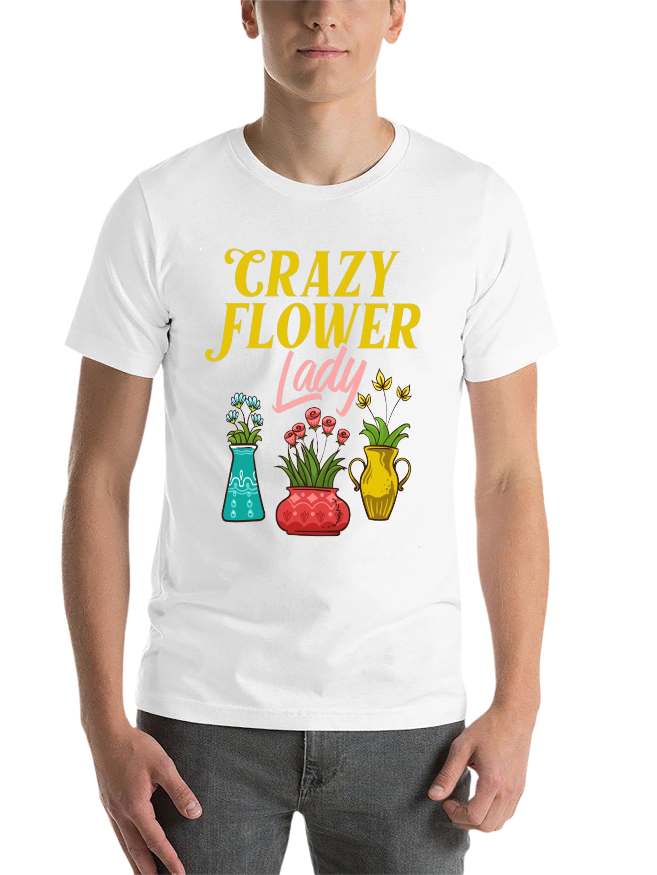 Black Crazy Flower Lady Graphic T-Shirt view 14