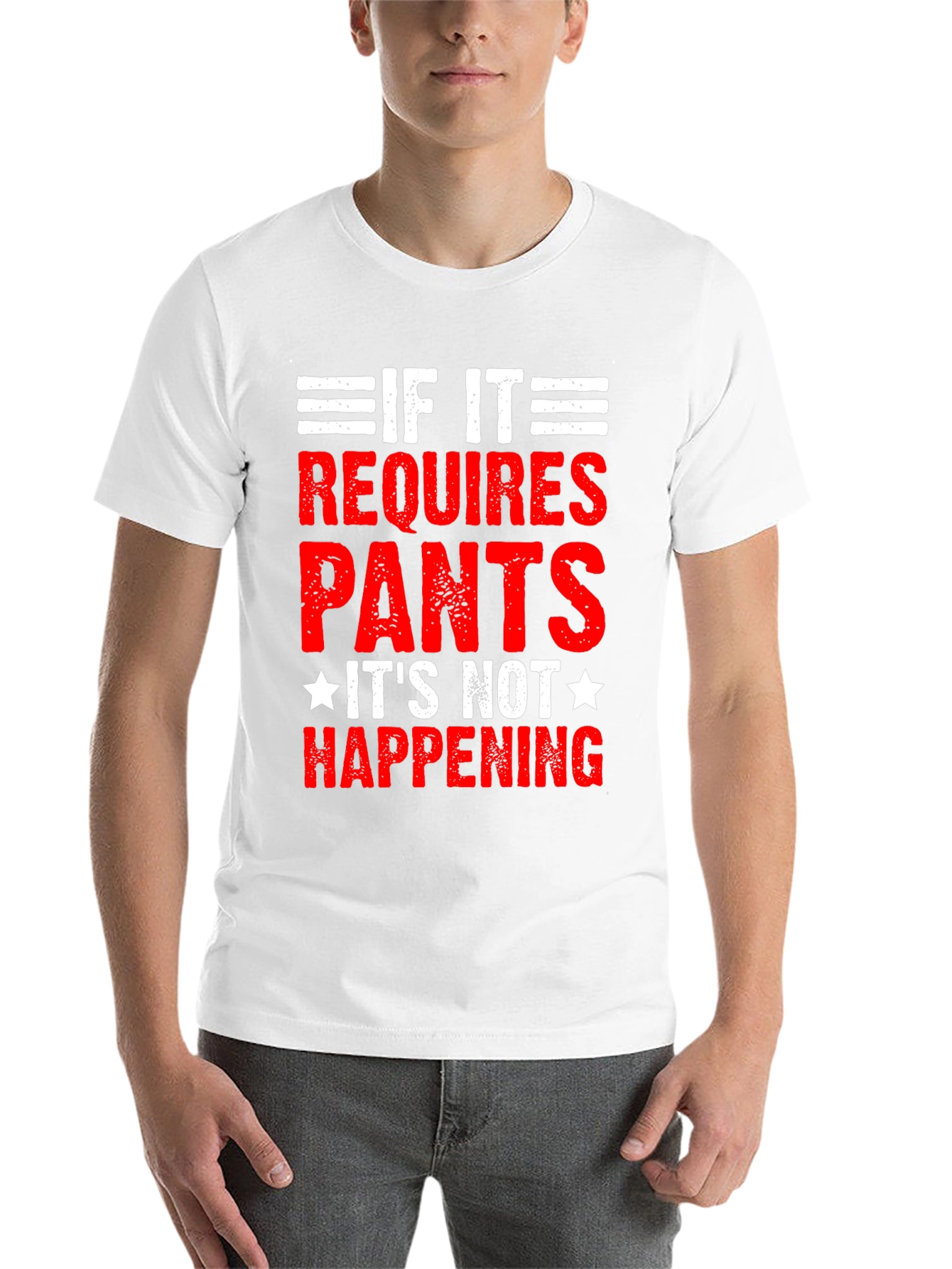 Black Funny "If it Requires Pants" Graphic Tee view 14