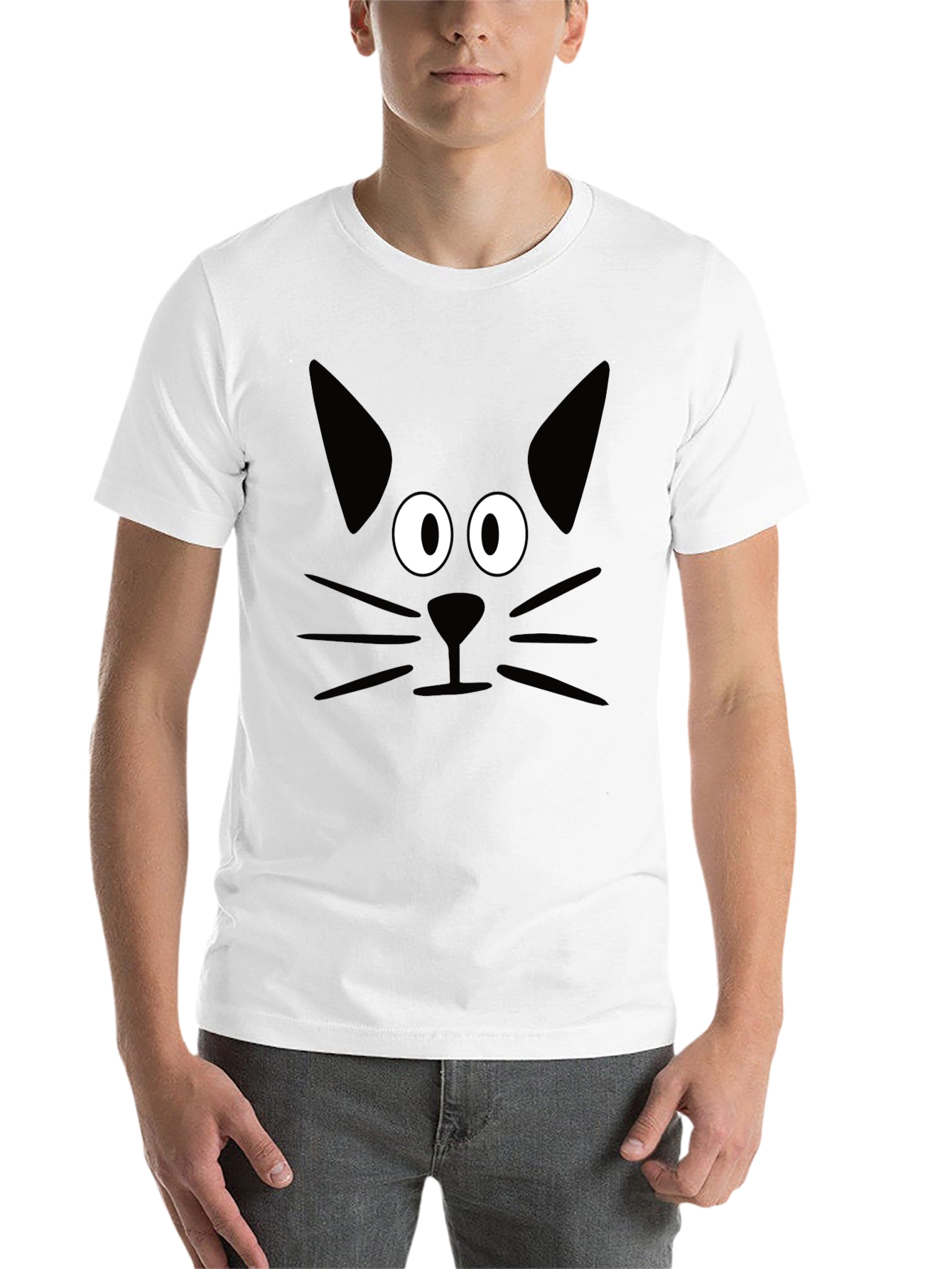 Black Black Cat Face Graphic T-Shirt view 14